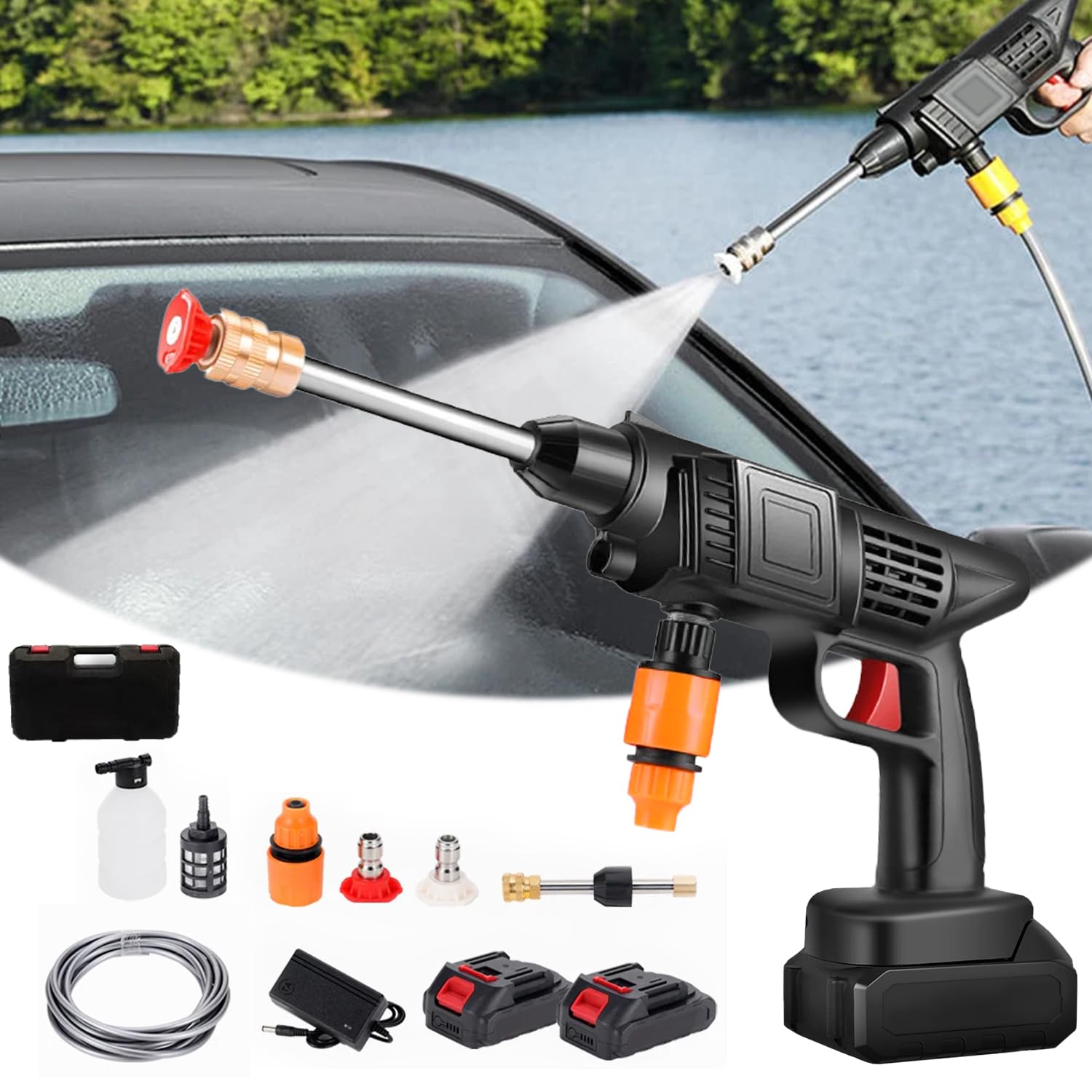 Lavaggio Pressione Wireless Per Esterni Giardino Idropulitrice Portatile Senza Fili A Batteria 48V - Per Lavaggio Auto E Giardino, Alta Pressione Idropulitrice Batteria - Foto 9