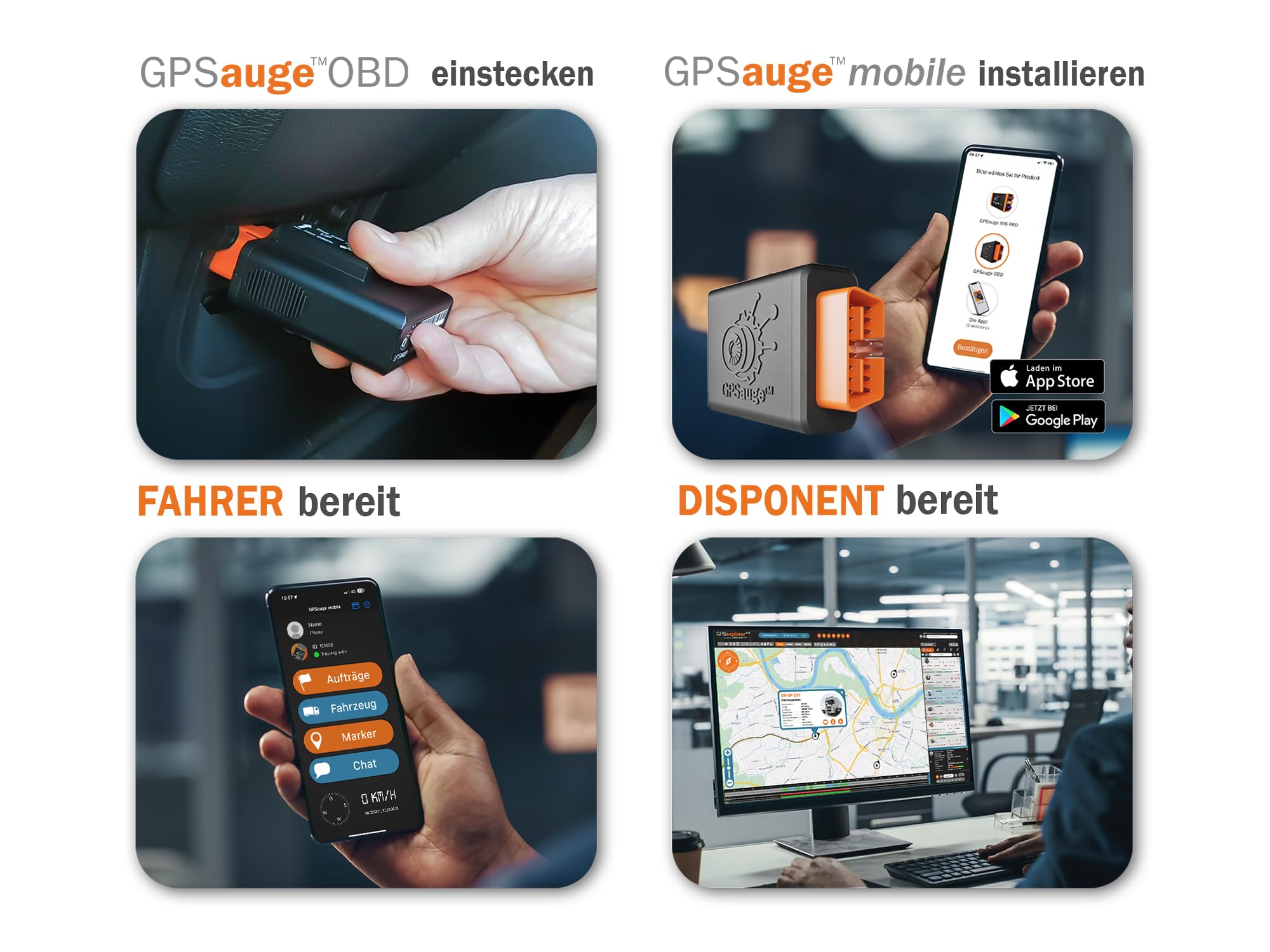 OBD: GPS Telematik-Tracker inkl. 1 Jahr Lizenz, sofort einsatzbereit! Für Ortung + Objekterkennung + Telemetriedaten + elektronisches Fahrtenbuch mit Fahrer App + Fuhrparkmanagement Software