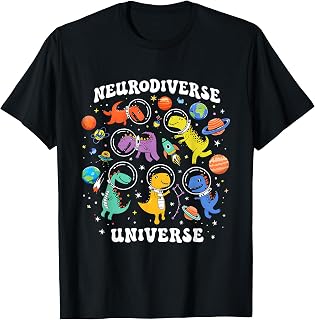 Neurodiverse Universe Space Dinosaur Autism Awareness T-Shirt