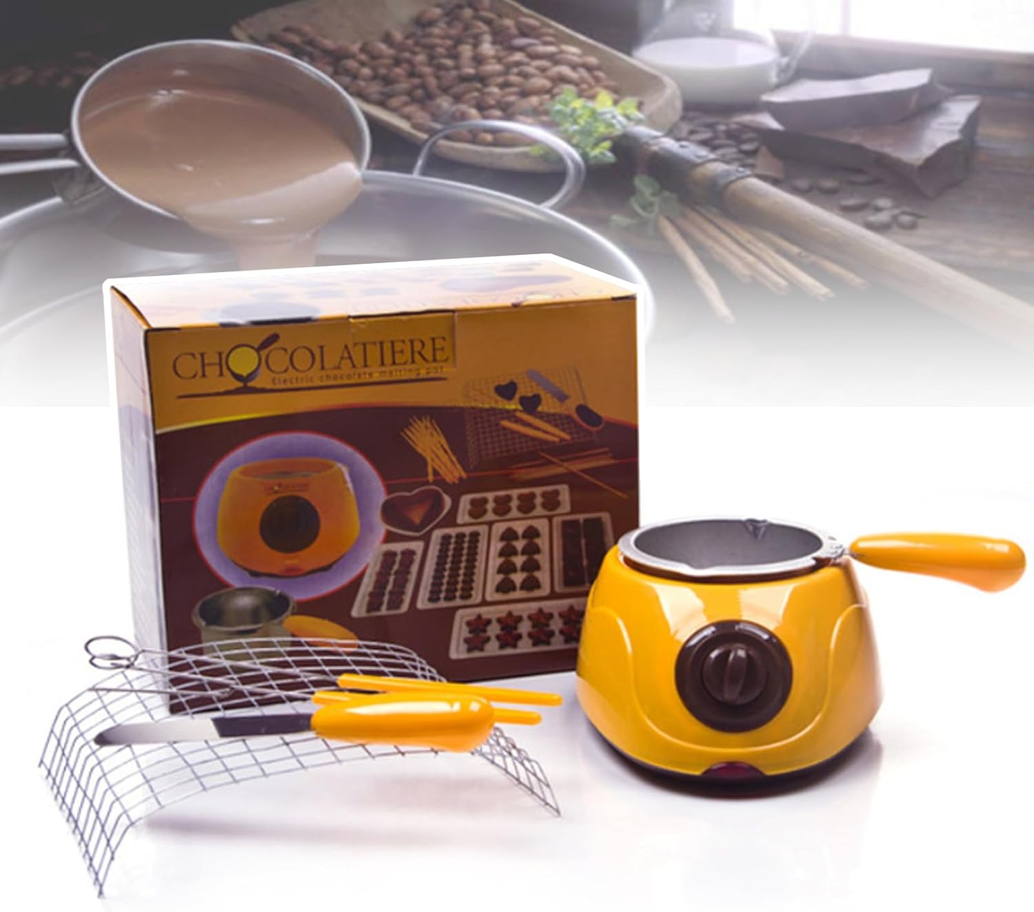 Electric Chocolate Melter for One Person, Adjustable 45-70°C, Non-stick, Easy to Clean, Melts Butter, Cheese, Sugar and Wax Quickly,Pink