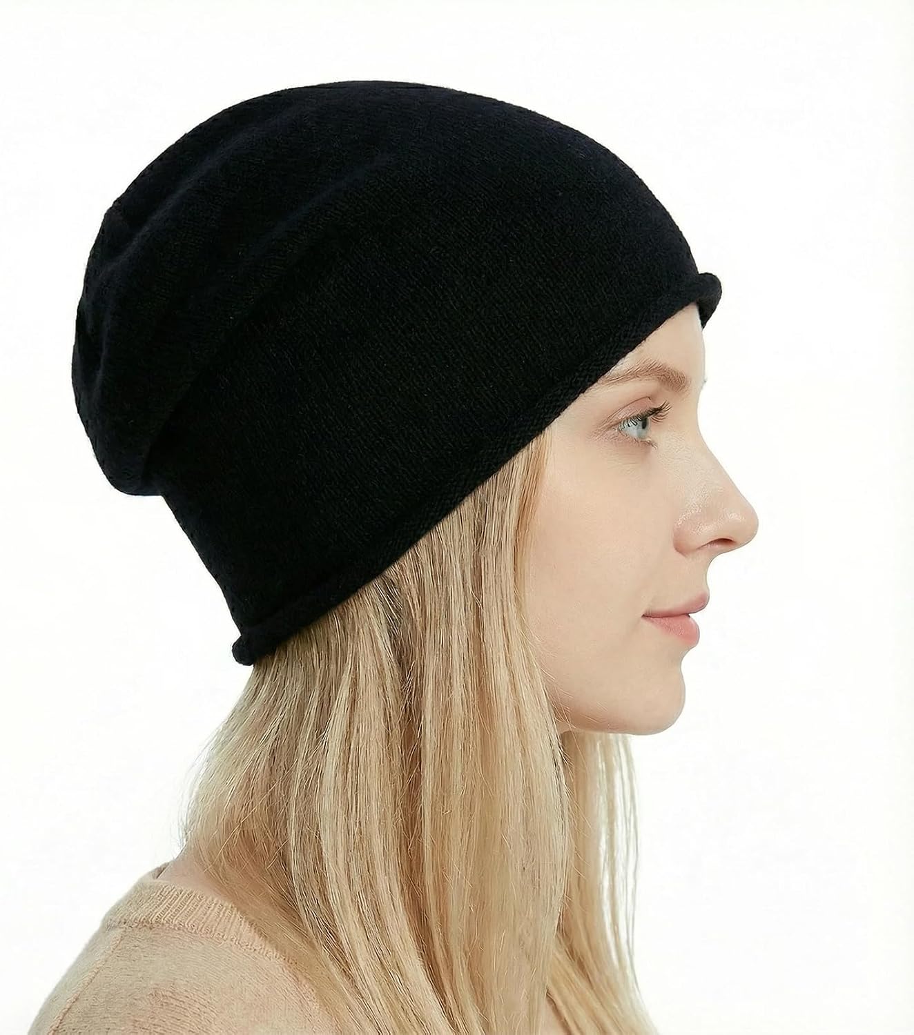 2-Pack Slouchy Beanie for Women, Classic Knit Winter Hats with Cuffed Edge, Soft Stretchy Beanies for Daily Wear & Travel