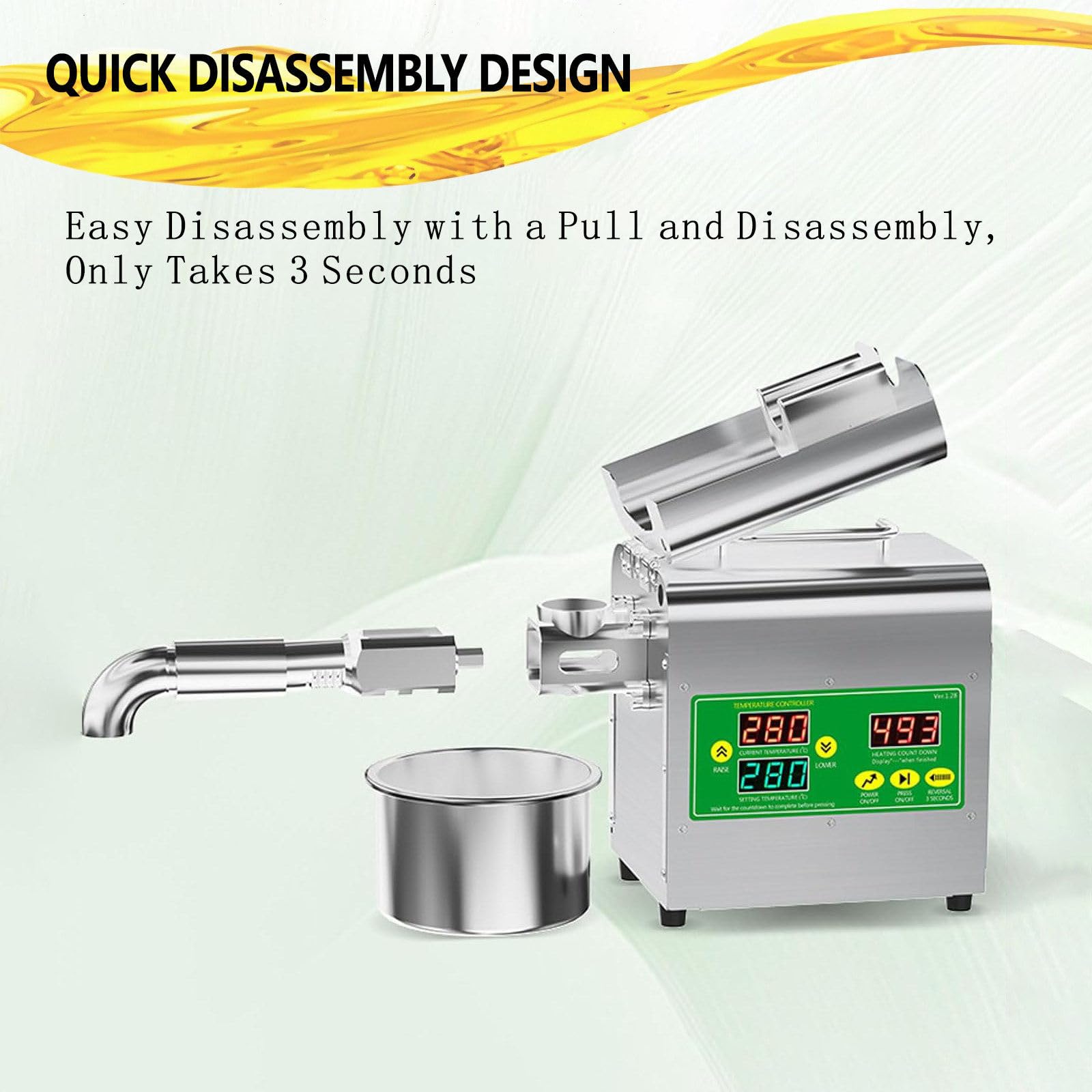 Expulsor automático de prensa de aceite, máquina de prensa fría/caliente de 1500 W con varilla de prensado extendida, para aceites de maní, sésamo, girasol, nogal, 110 V/220 V