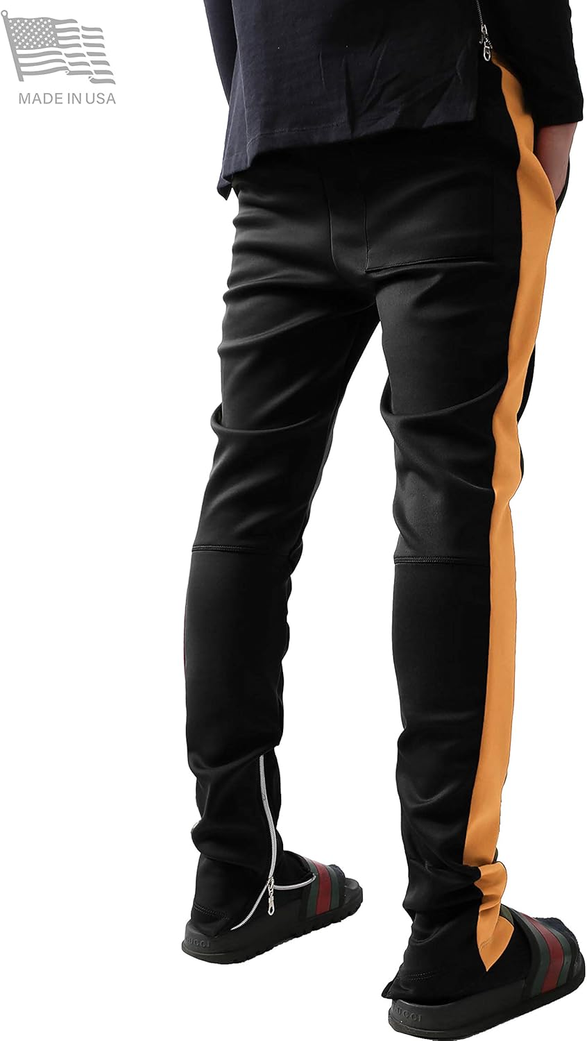 Mens Track Pants Two Tone (2X-Large, 1vw19_Black/neon Orange) - Image 4