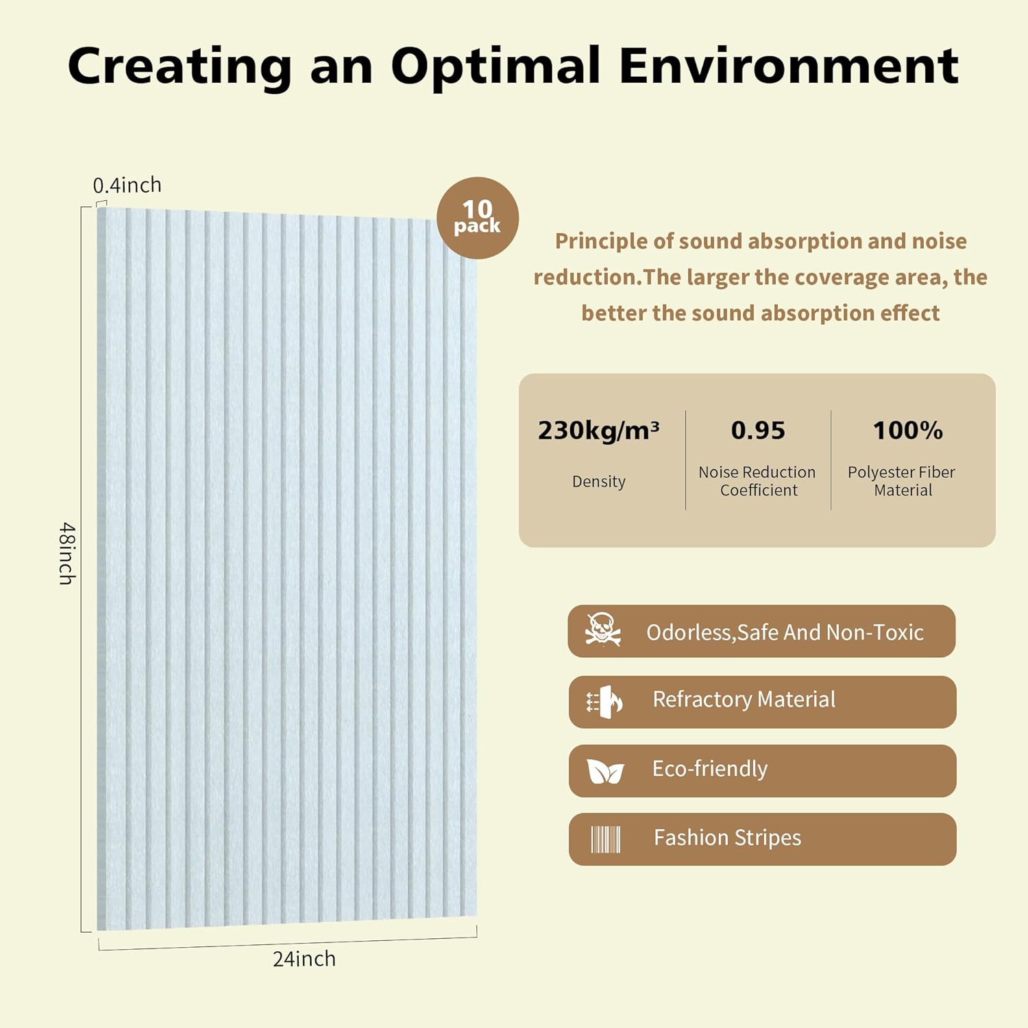 Acoustic Panels,10 Pack Sound Panels Noise Reducing for Walls,47.2"x23.6"x0.35" Soundproof Wall Panels,High-Density Acoustic Wall Panels,Decorative Wall Sound Absorbing Panel,White