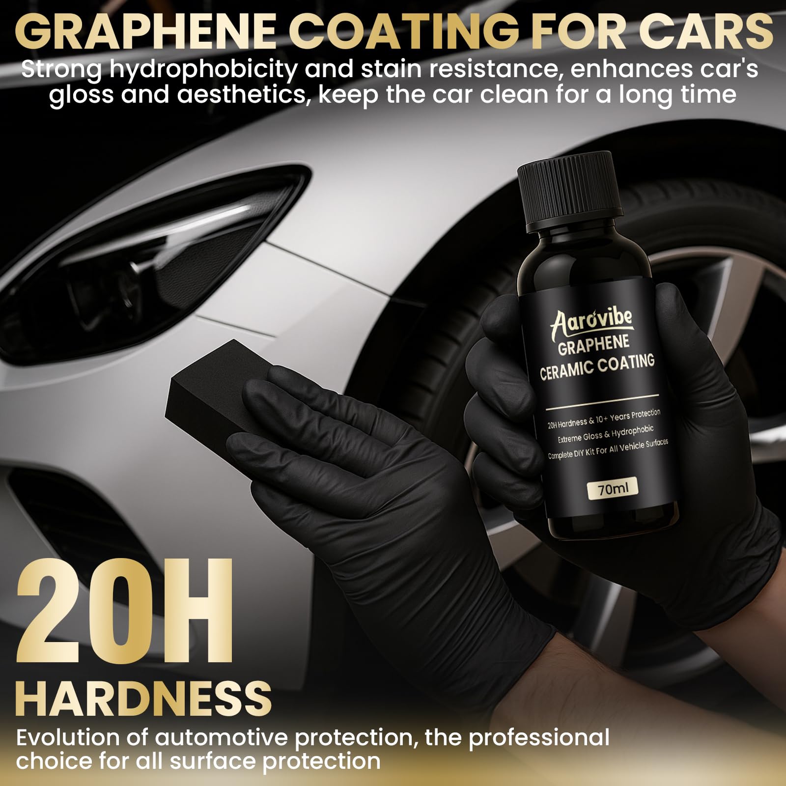 20H grafenowa powłoka ceramiczna Nano zestaw samochodowy (70 ml), 10+ lat ochrony i głębokiego połysku, super hydrofobowa i odporna na zarysowania, ceramiczna powłoka samochodowa zapewnia długotrwałą
