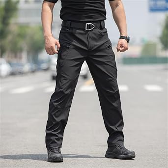 Men’s Tactical Pants Lightweight Casual Work Outdoor Hiking Pants Stretch Ripstop Lightweight Waterproof Multi Pockets Pants