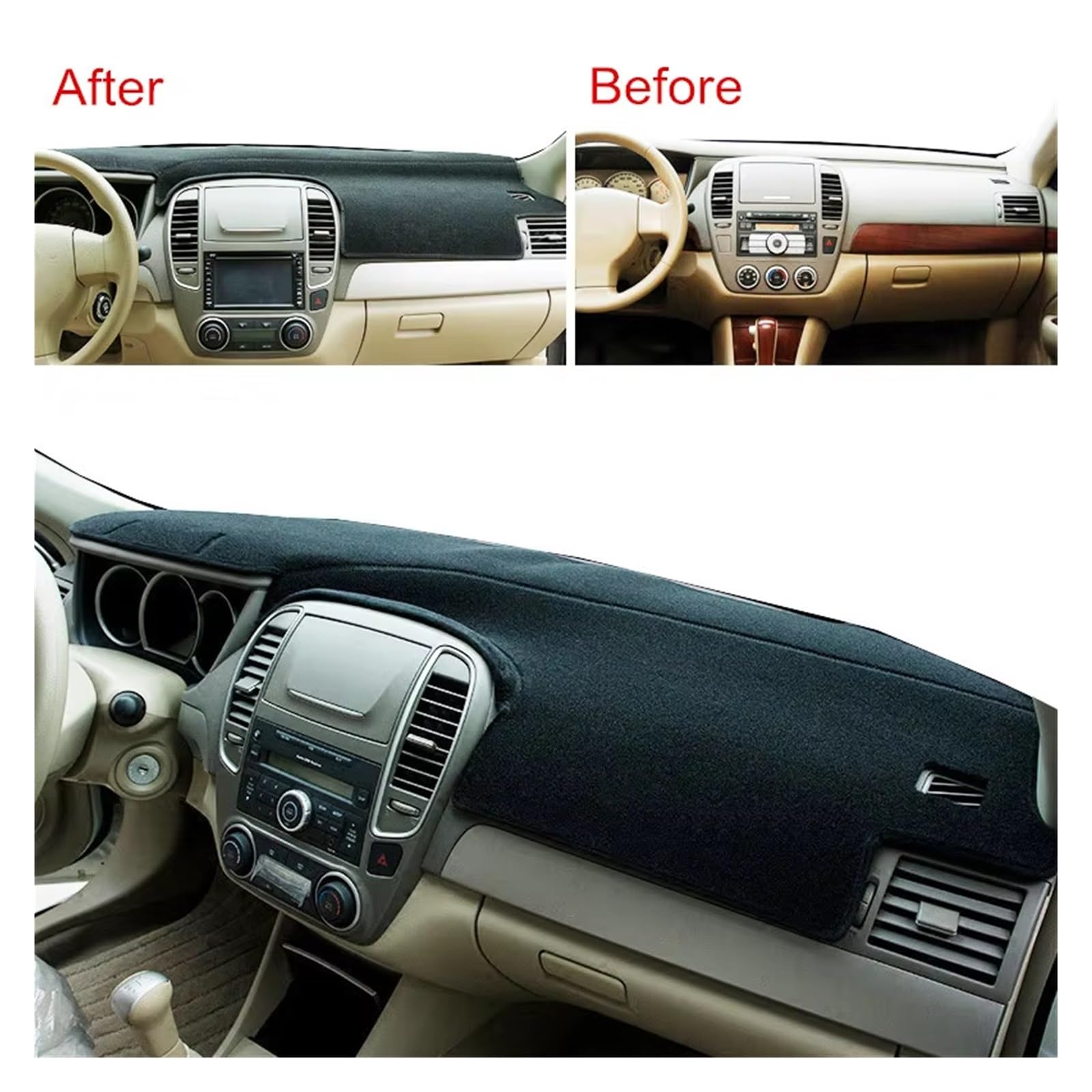 Center Konsole Für Nissan Für Bluebird Für Sylphy Für Almera G11 2005-2012 Armaturenbrett-Abdeckung Matte Pad Dash Sonnenschirm Teppich Zubehör Armaturenbrett Matte Interior | Black(Black Edge)RHD