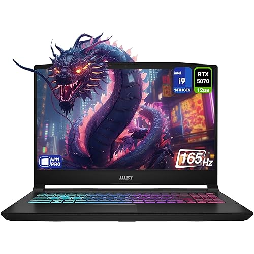 MSI Katana 15 HX Gaming Laptop, Intel i9-14900HX, 64 GB DDR5 RAM, 2 TB PCIe SSD, 15.6" QHD+ (2560x1440) 165Hz Display, Nvidia G-Force RTX 5070, 4 Zone RGB Keyboard, W11 Pro, Black
