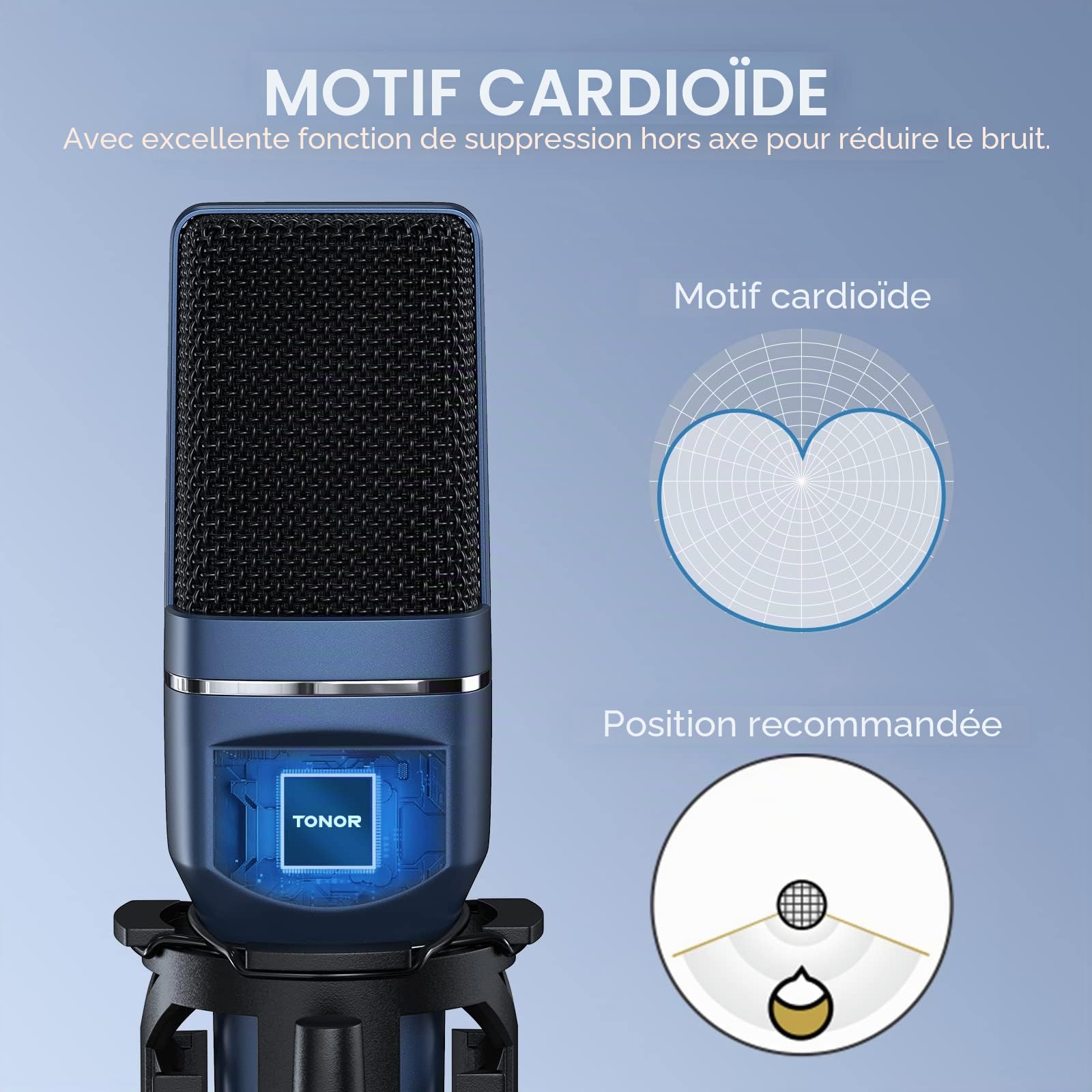 TONOR Microphone USB à Cardioïde Condensateur pour PC Micro avec Trépied et Filtre Anti-Pop pour Enregistrement Vocal et Musical, Podcasting, Streaming, Gaming pour Ordinateur Windows Laptop