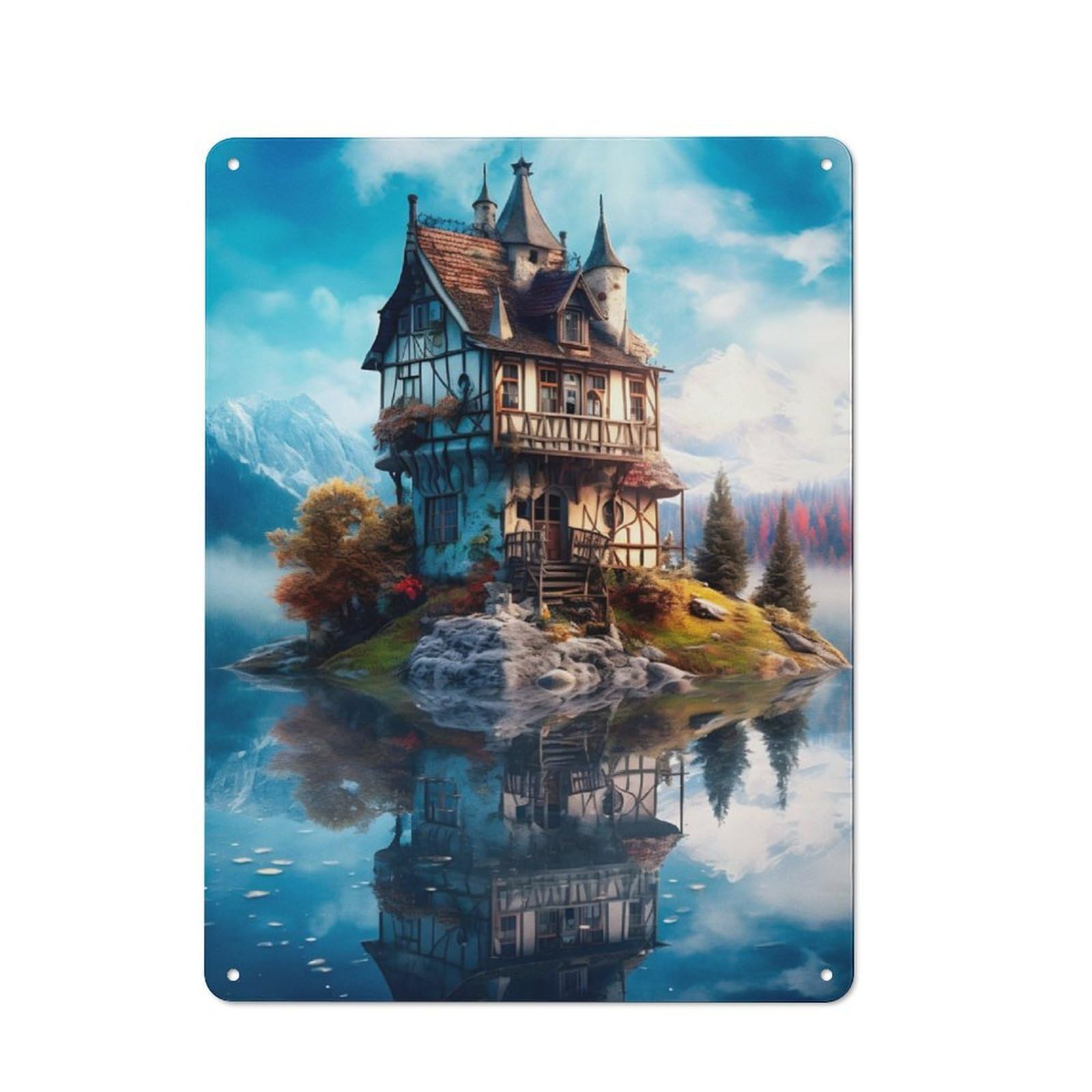 Junmoney Cute Palace Tin Sign 40X30cm For Workshop Wall, Rustic Wall Decor, Suited To Workshop Decor Fans