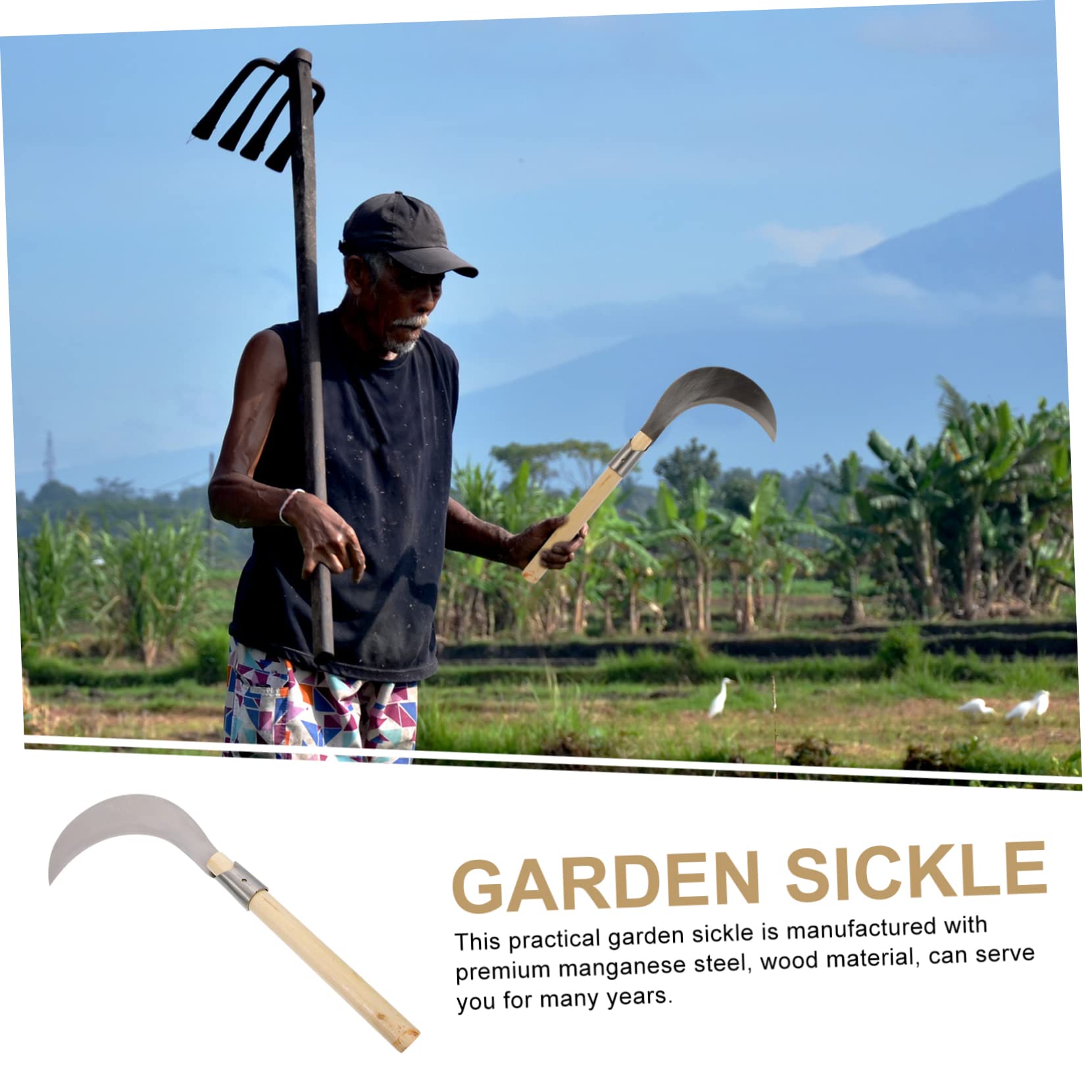 Falce Falci in acciaio al manganese Attrezzo da giardinaggio multiuso Attrezzi da giardinaggio Accetta Canna da zucchero Fornitura agricola in legno Attrezzo da giardinaggio Diserbatore manuale Falci