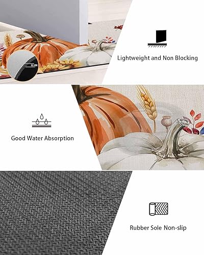 Miniatura 3 de Tapete de baño vintage con diseño de calabazas para bañera, antideslizante, de secado rápido y absorbente, con tierra de diatomeas, fregadero,