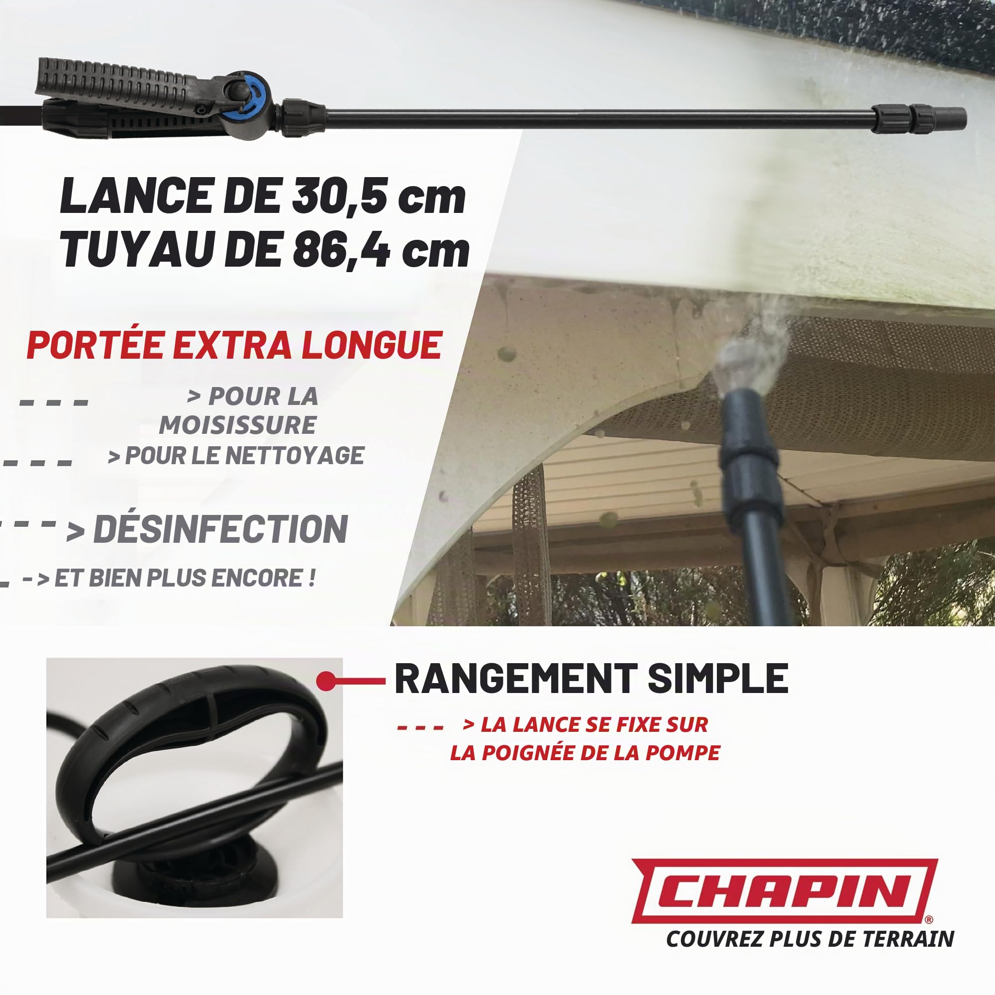 Chapin International Chapin 20074 Pulvérisateur d'eau de Javel avec Bouclier en Bonus, Blanc translucide 3,8 l
