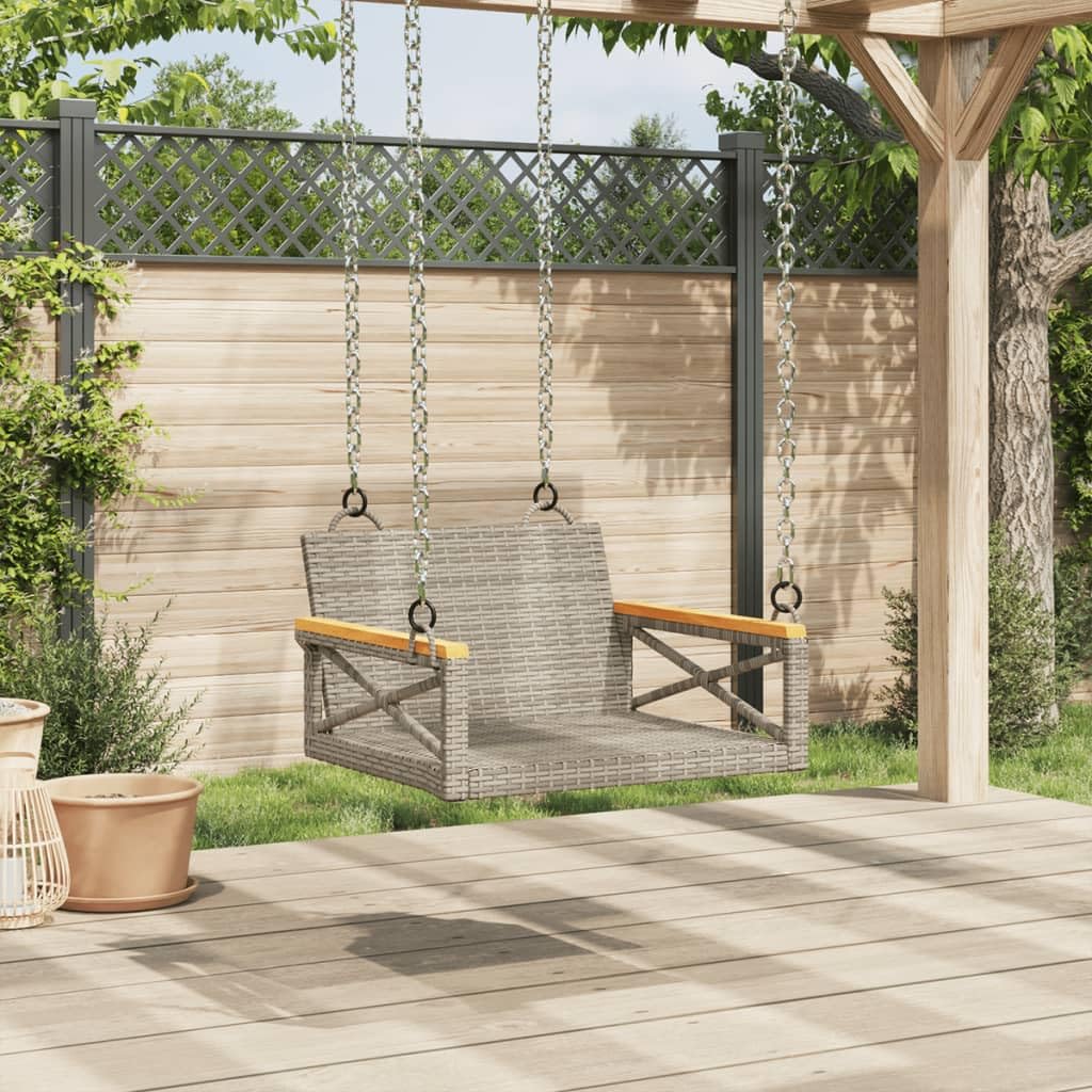 Gecheer Silla Columpio de jardín ratán Gris, Capacidad 110 kg, Resistente a UV