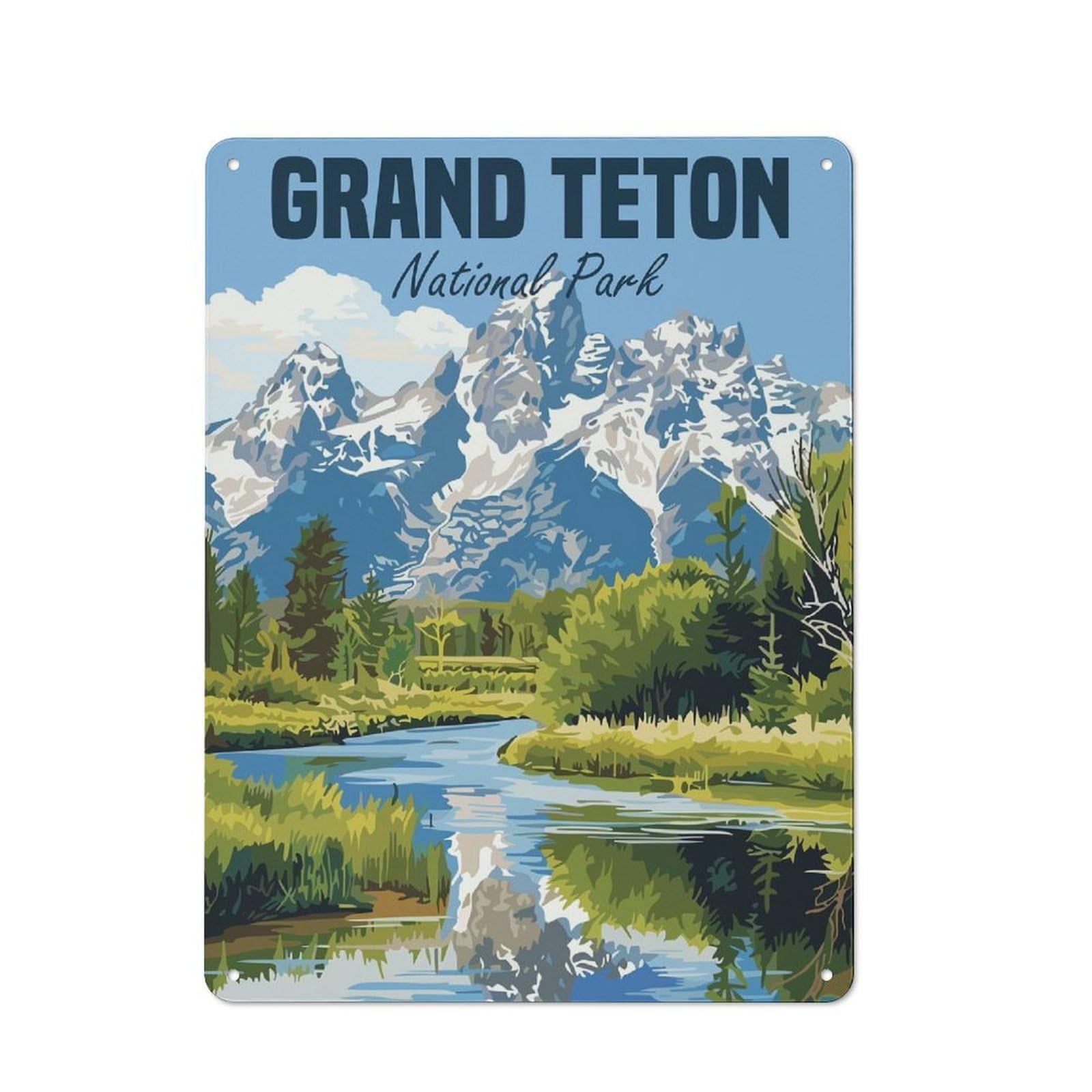 Junmoney Style-12 Grand Teton National Park(2) Retro Tin Wall Plaque 40X30cm For Hobby Room Or Studio, For Garage, Workshop And Man Cave Decoration