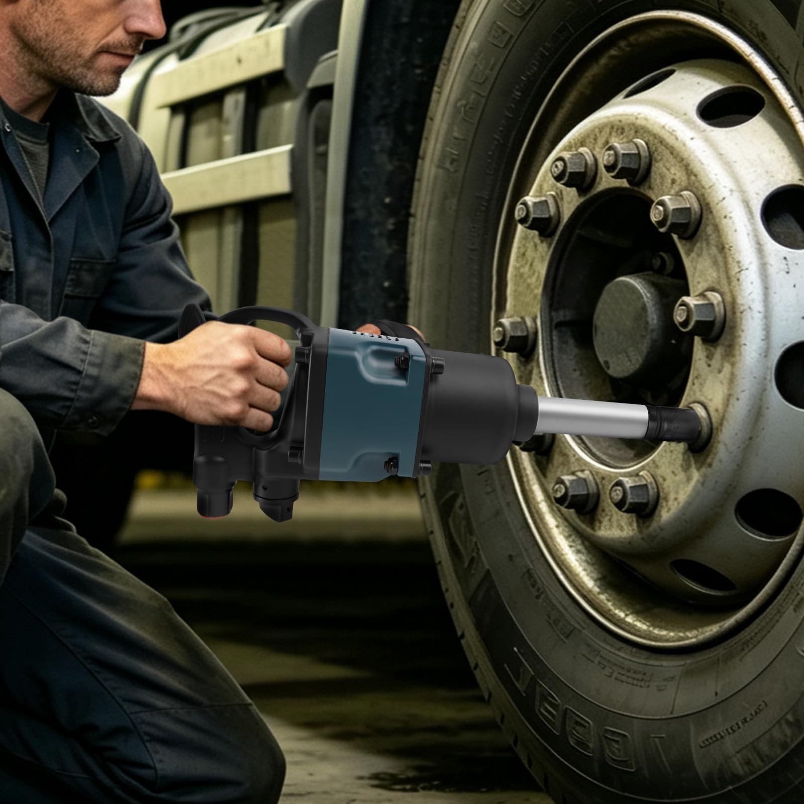 Avvitatore pneumatico da 1 pollice, Avvitatore a percussione a doppio martello 4500RPM per manutenzione di pneumatici pesanti, Pistola a percussione ad alta coppia da 1770 Ft-lbs,