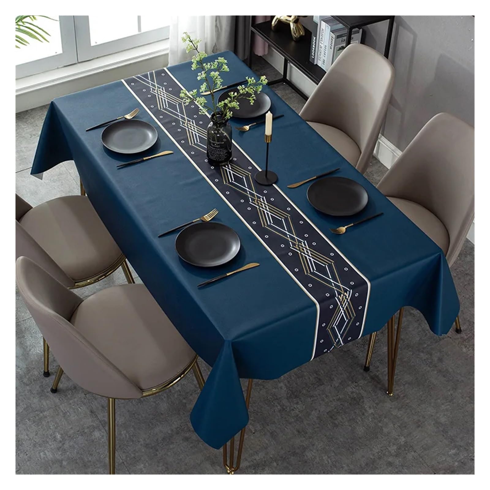 MZSKLW Waterproof Tablecloth Modern Dark Series Printing Waterproof Table Tablecloth Wedding Decoration Rectangular Coffee Tables Cover Picnic Blanket(ZBQ8370 (5),90-140cm)
