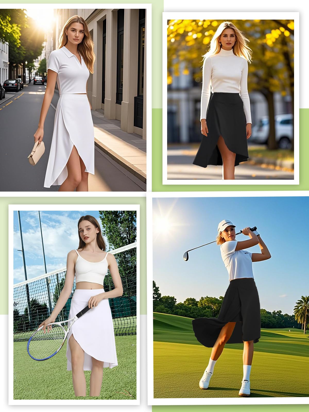Bezioner Falda Pantalon Mujer Midi Deportiva Larga Padel Tenis Golf con Pantalones Cortos Bolsillos