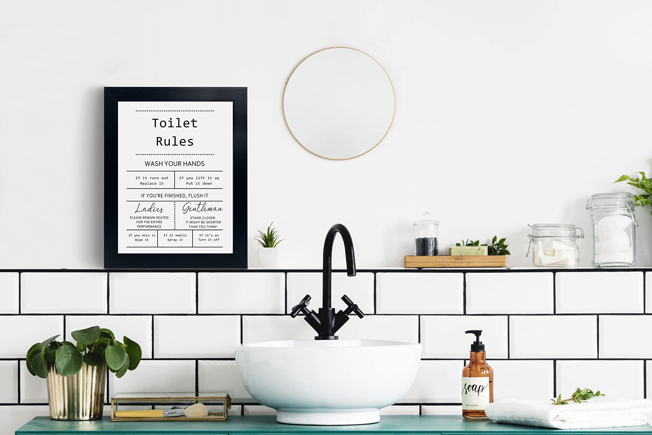 Citazioni sulle regole della toilette – divertenti cartelli da bagno, arte da parete, decorazione per il bagno degli ospiti