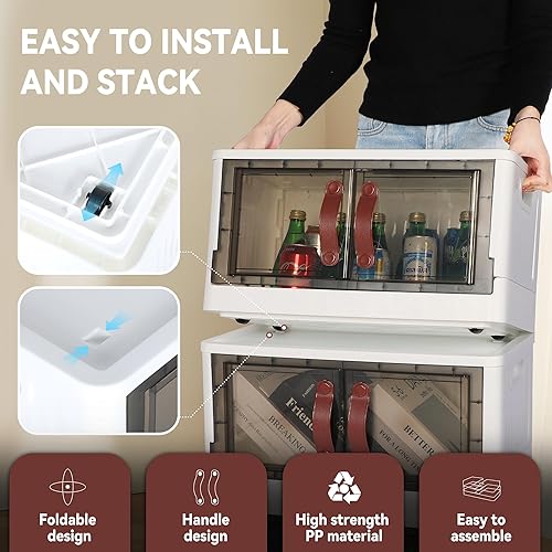 Miniatura 9 de Contenedores de almacenamiento de plástico con tapas, gabinete de almacenamiento de 200 cuartos de galón (50 galones), paquete de 5 organizadores