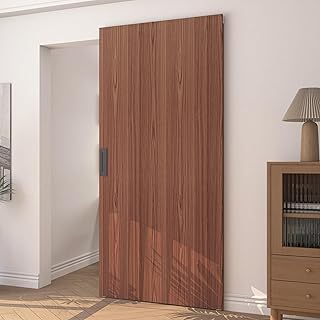 JUBEST 40"x86" Concealed Sliding Barn Door with Soft Close Hardware Kit, Brown Hidden Door for Opening 32"-36"x84", Waterproof and Modern, Smooth Sliding, for Interior Using, Widely Used