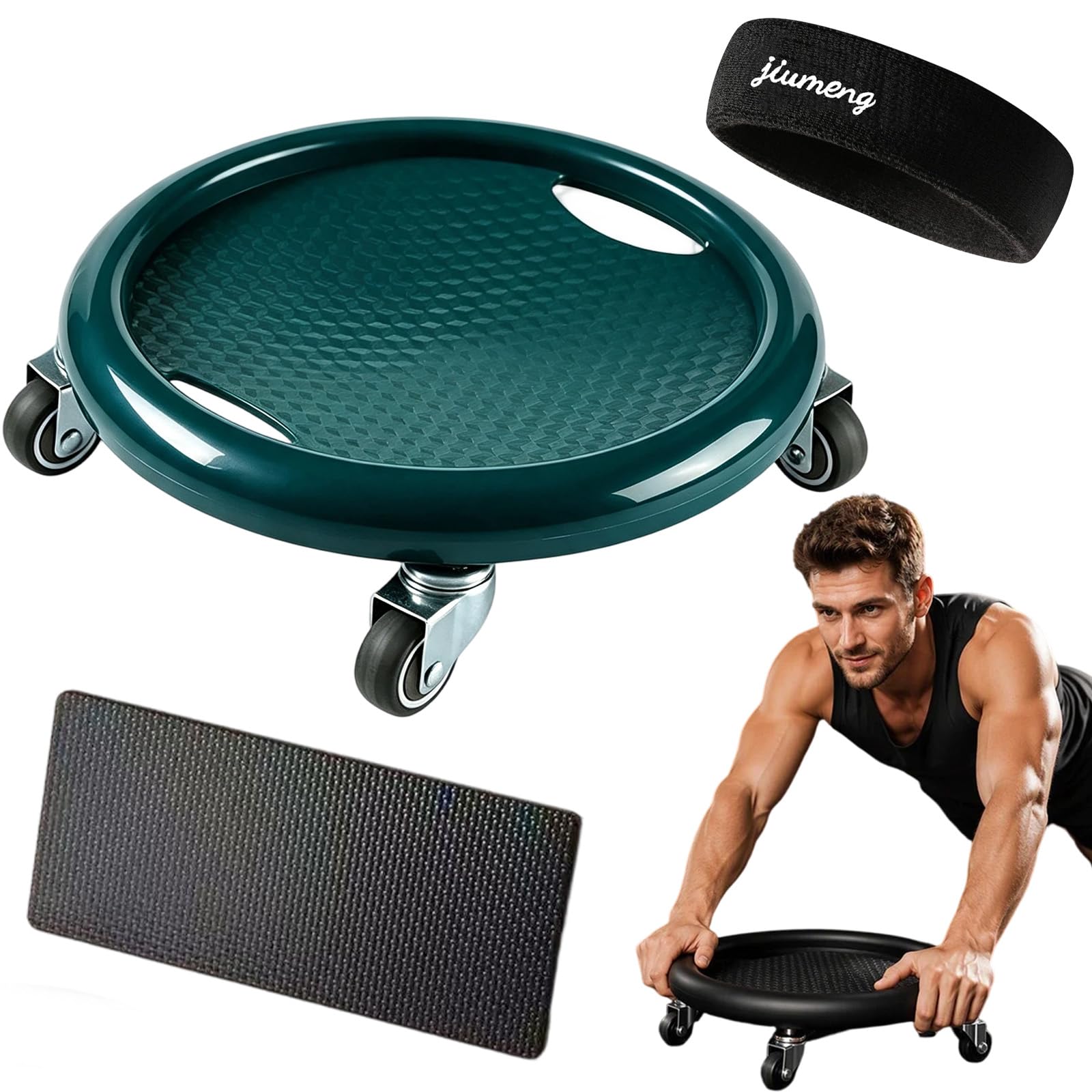 Abdominal Roller Wheel Disc Trainer with Knee Mat for Full Body (Green)
