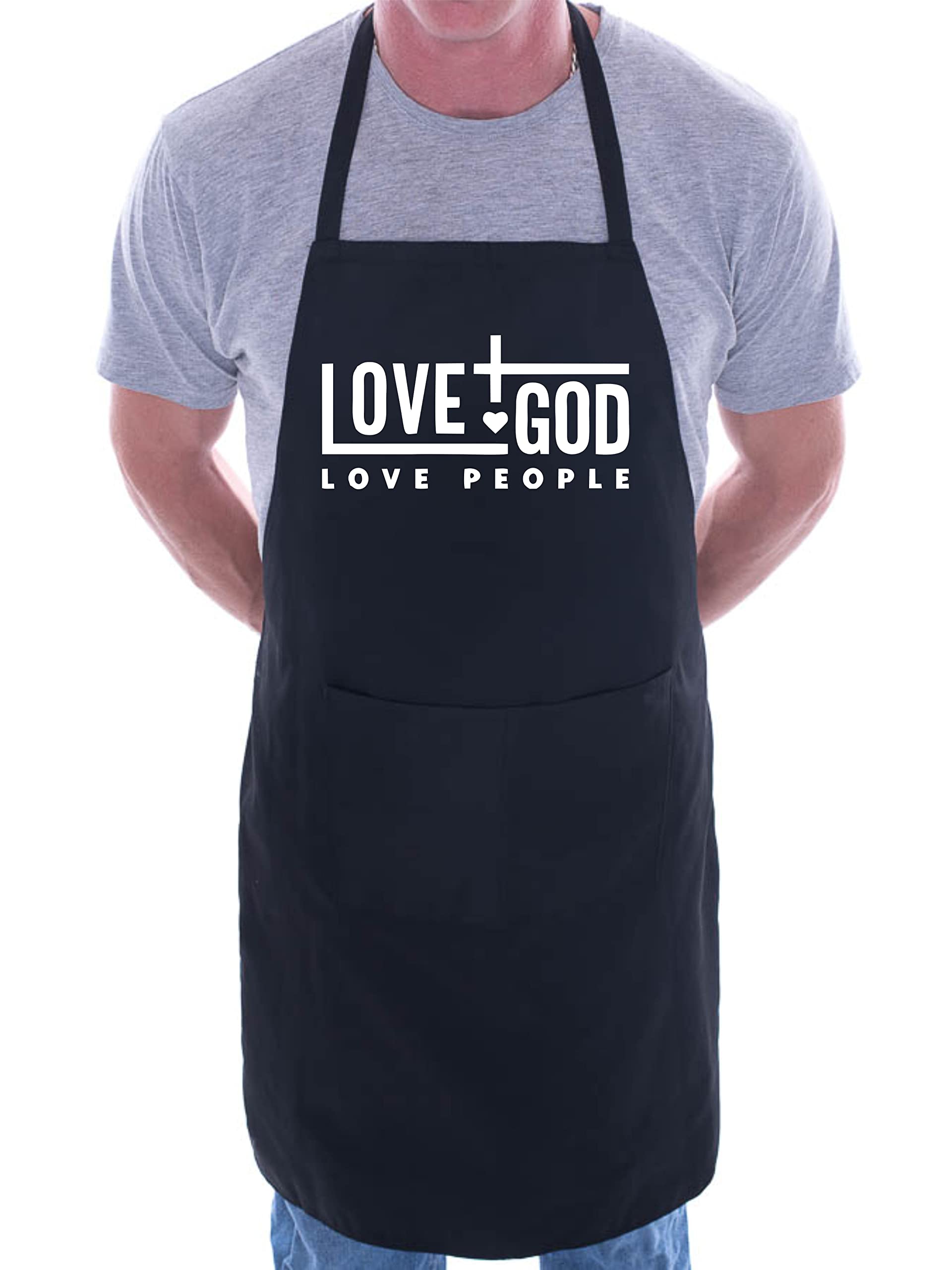 Print4u Unisex Black Love God Baking Apron Church Christian Birthday Gift Cooking Bbq