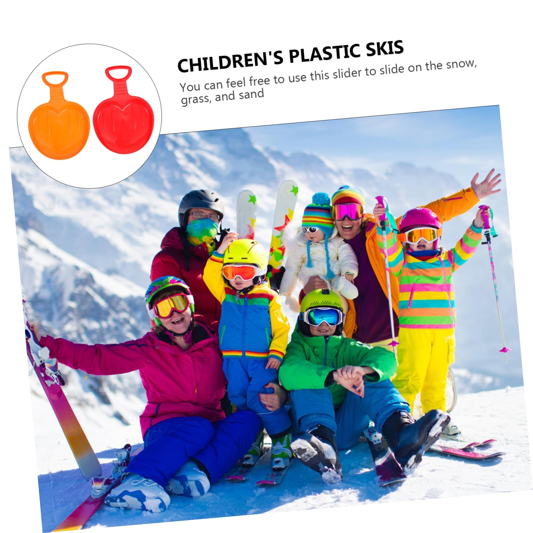 GOOHOCHY Skiing Board for Boys and Girls 2pcs Grass-Sliding Sand-Sliding Boards Snow Sled Toys Comfortable Handles Random Style