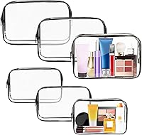 Vista 11 de Bolsa de maquillaje transparente AURUZA, bolsas de aseo portátiles para viajes con cremallera, bolsas organizadoras transparentes aprobadas por