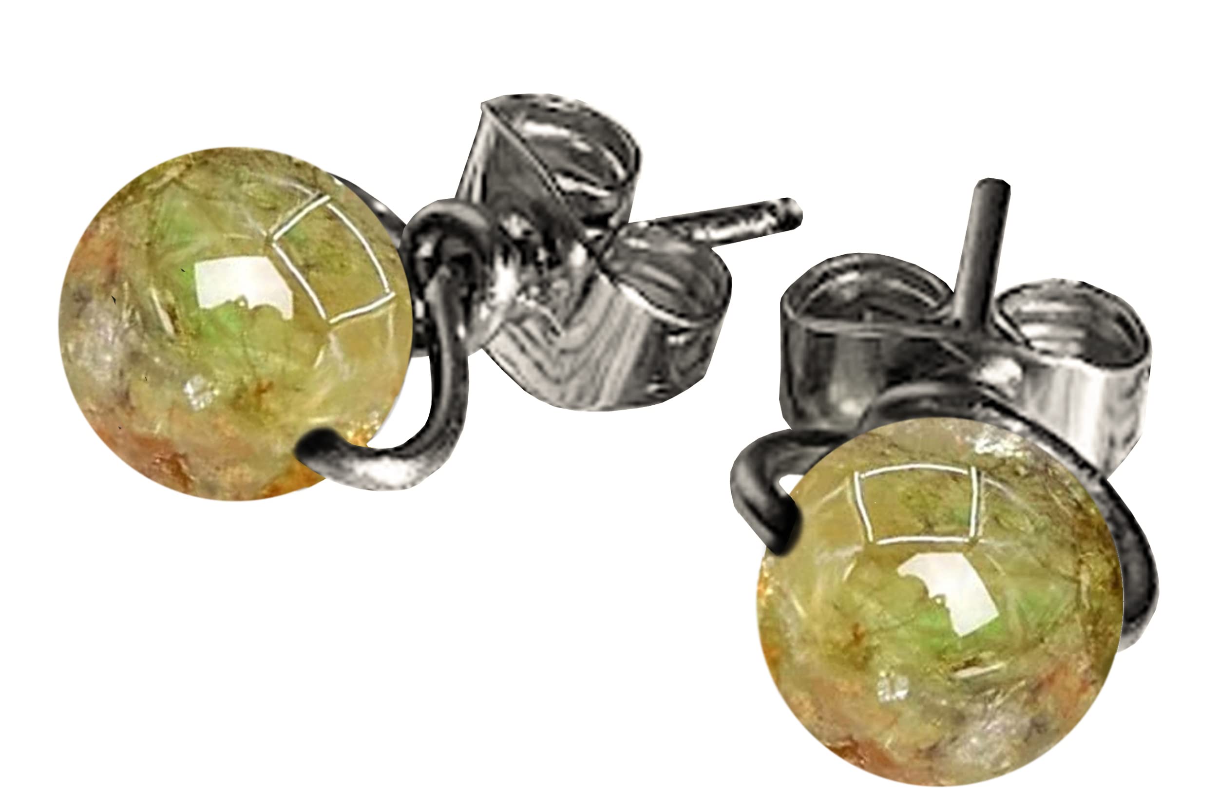 Tsavorite Green Garnet 6mm Simple Bead Post Earrings in Steel, Black Iron,Titanium, Sterling Silver,14K Rose Gold or 14k Gold Wire (Handmade), Real Gemstone bead