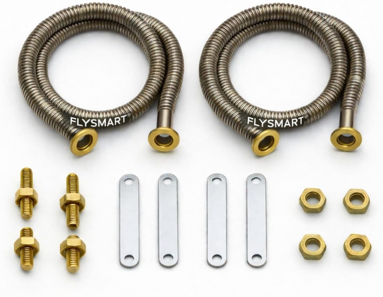 Flysmart 2500 Watts Heater Spring Coil Nichrome Wire Element for Electric Cooking Heater |AC/DC 230–250V Safe | Stainless Steel Coil with Brass Nuts, Bolts & Steel Mounting Strips,Pack Of 2