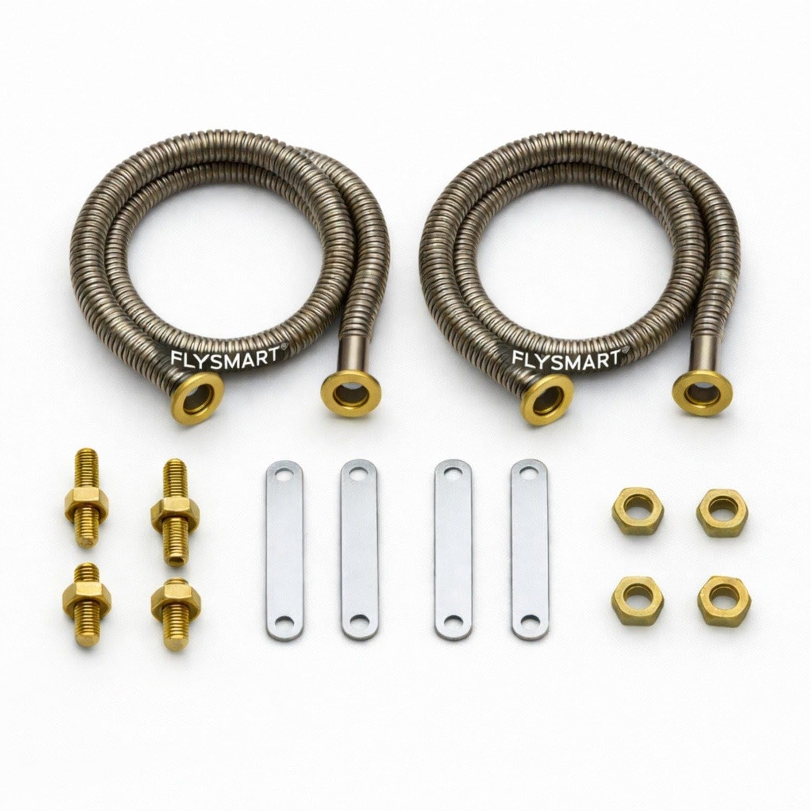 Flysmart 1500 Watts Heater Spring Coil Nichrome Wire Element for Electric Cooking Heater |AC/DC 230–250V Safe | Stainless Steel Coil with Brass Nuts, Bolts & Steel Mounting Strips,Pack Of 2