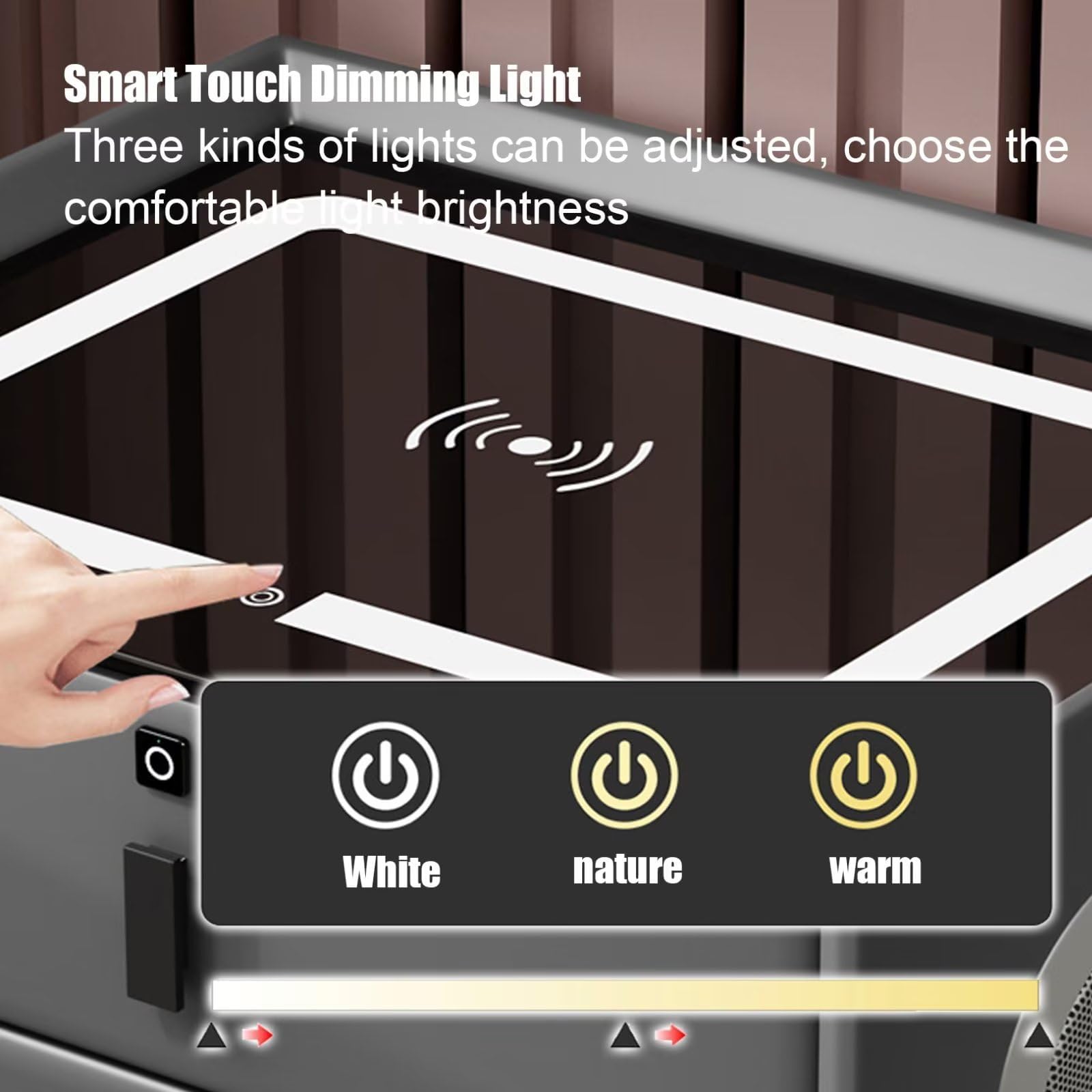 Nowoczesna luksusowa lampka LED inteligentna szafka nocna z 2/3 szufladami bezprzewodowy port ładowania i blokada odcisków palców organizer szafka do przechowywania głośnik Bluetooth