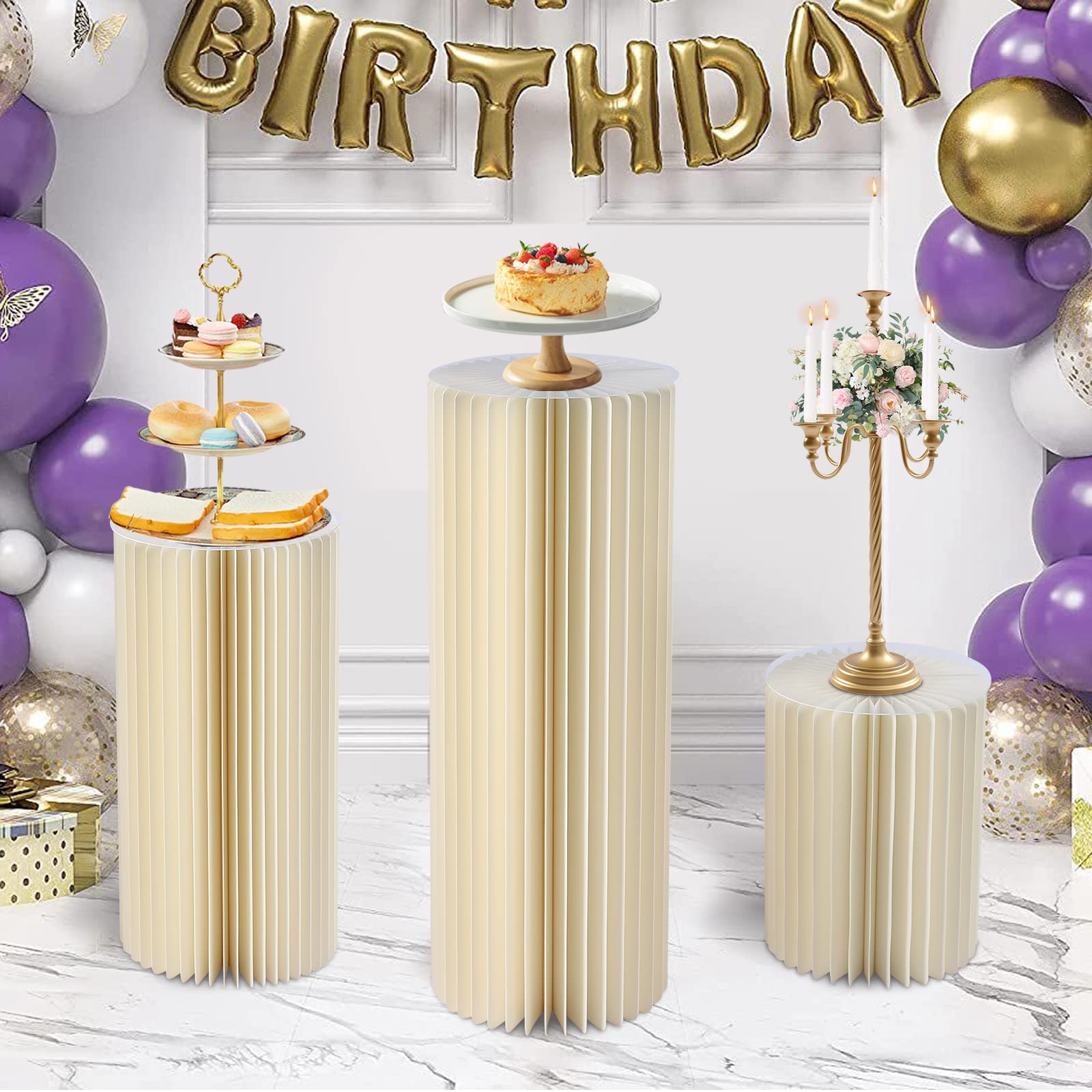 3 pezzi per matrimoni, centrotavola in cartone, 40 cm + 60 cm + 80 cm di altezza, supporto per fiori, per feste, tavoli, decorazioni