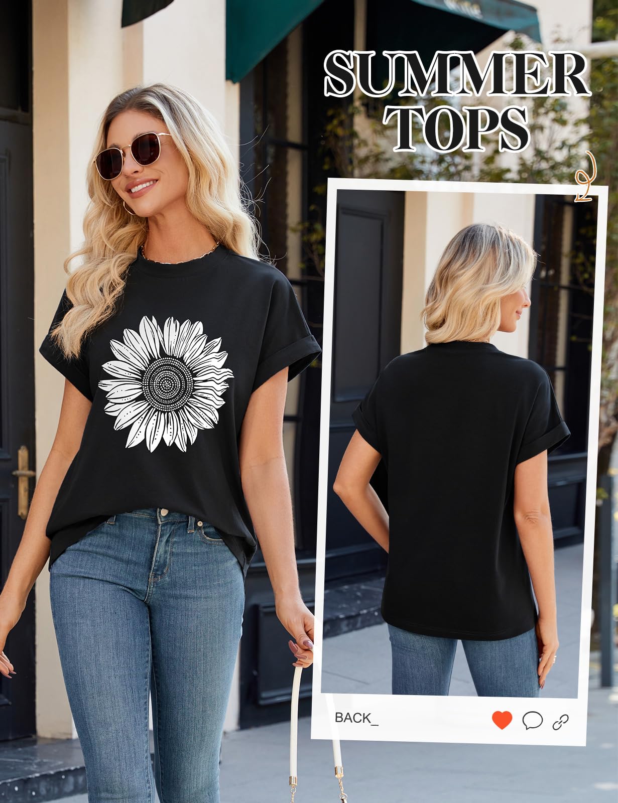 Xnova Koszulka damska w paski, na lato, krótki rękaw, okrągły dekolt, oversize, luźna bluzka basic, luźna bluzka na lato
