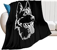 Vista 1 de Manta de franela de pastor alemán negro suave y cálida para sala de estar, sofá cama