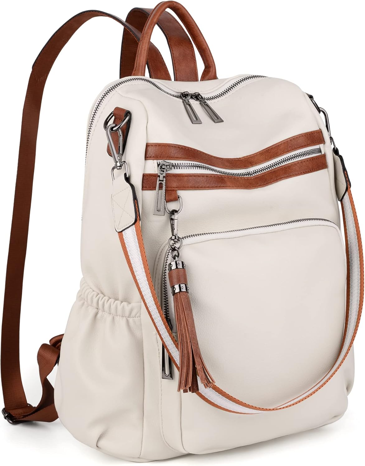 UTO Women Backpack Purse Leather Vegan Ladies Fashion Designer Rucksack Convertible Travel Shoulder Bag with Tassel - Image 8