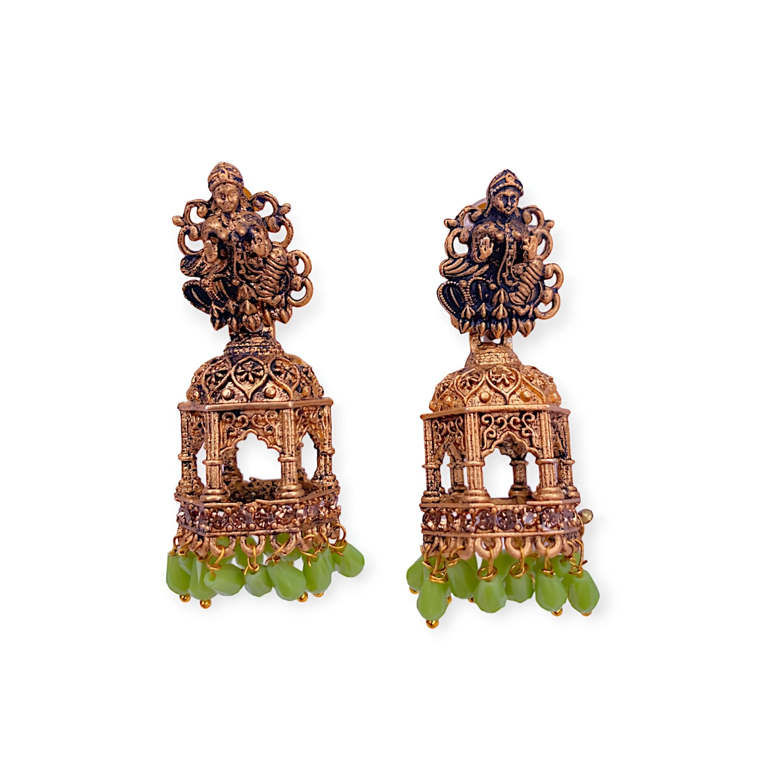 VATIYAANA JEWELS Jhumki for Women Antique Gold Plated Trendy Fancy Earrings | Stylish Jhumka | Aesthetic Jewellery for Girls | Everyday Wear (Temple Jhumki) (B0D44ZXVDK) Amazon Price History, Amazon Price Tracker
