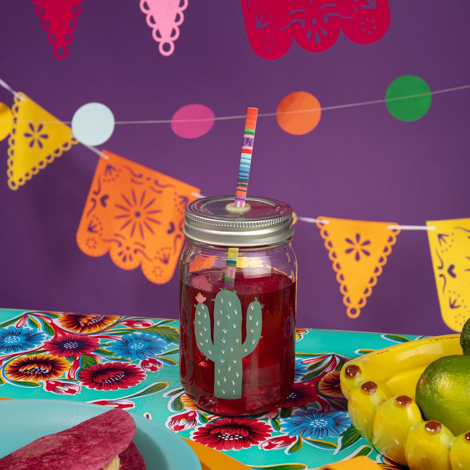 JarThenaAMCS 200Pcs Mexican Fiesta Paper Straws Colorful Mexican Party Drinking Straws Cinco De Mayo Disposable Straw for Mexican Themed Party Supplies - Image 5