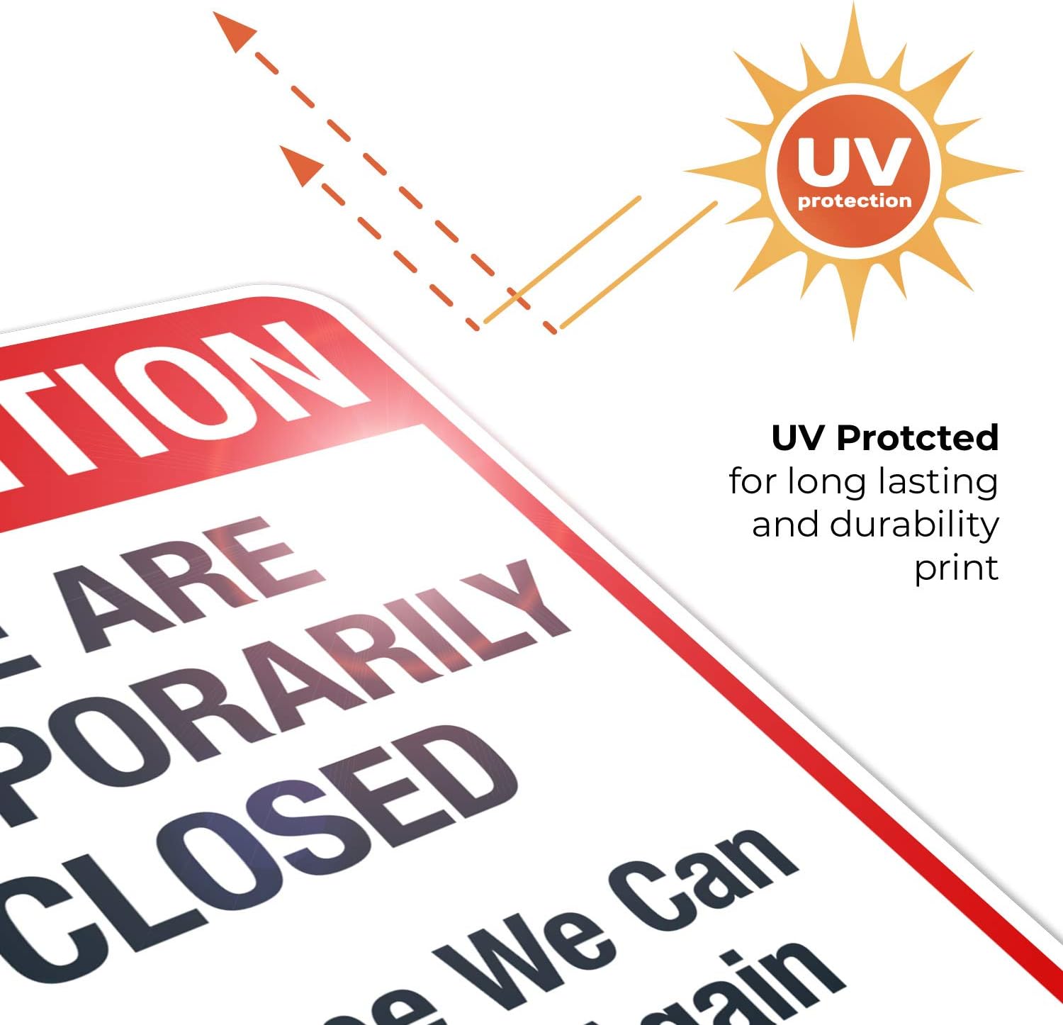 Attention We are Temporarily Closed Sign, Pool Sign, 18x24 Inches, Rust Free .063 Aluminum, Fade Resistant, Indoor/Outdoor Use, Made in USA