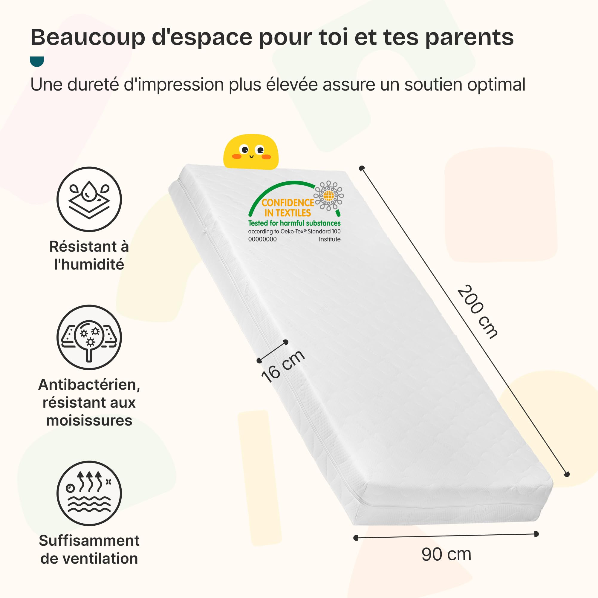 [en.casa] Lit Cabane avec Matelas à Mousse Froide Anti-Allergique Lit Enfant en Forme de Maison avec Sommier à Lattes Barrière de Sécurité Bois de Pin Contreplaqué 90 x 200 cm Blanc