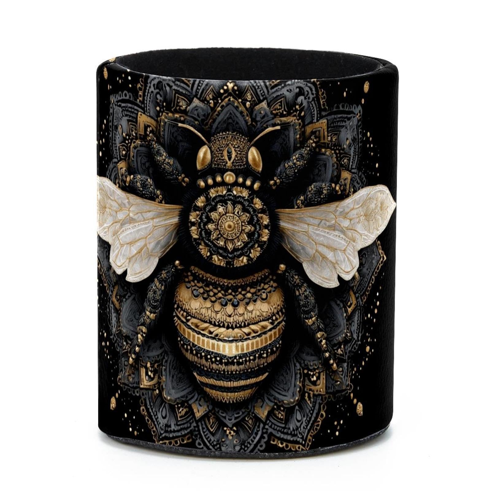 VAPOKF Round Pencil Holders for Desk, Bee Pen Holders Pen Pot Makeup Brushes Storage Desktop Stationery Supplies Organiser for Home Office
