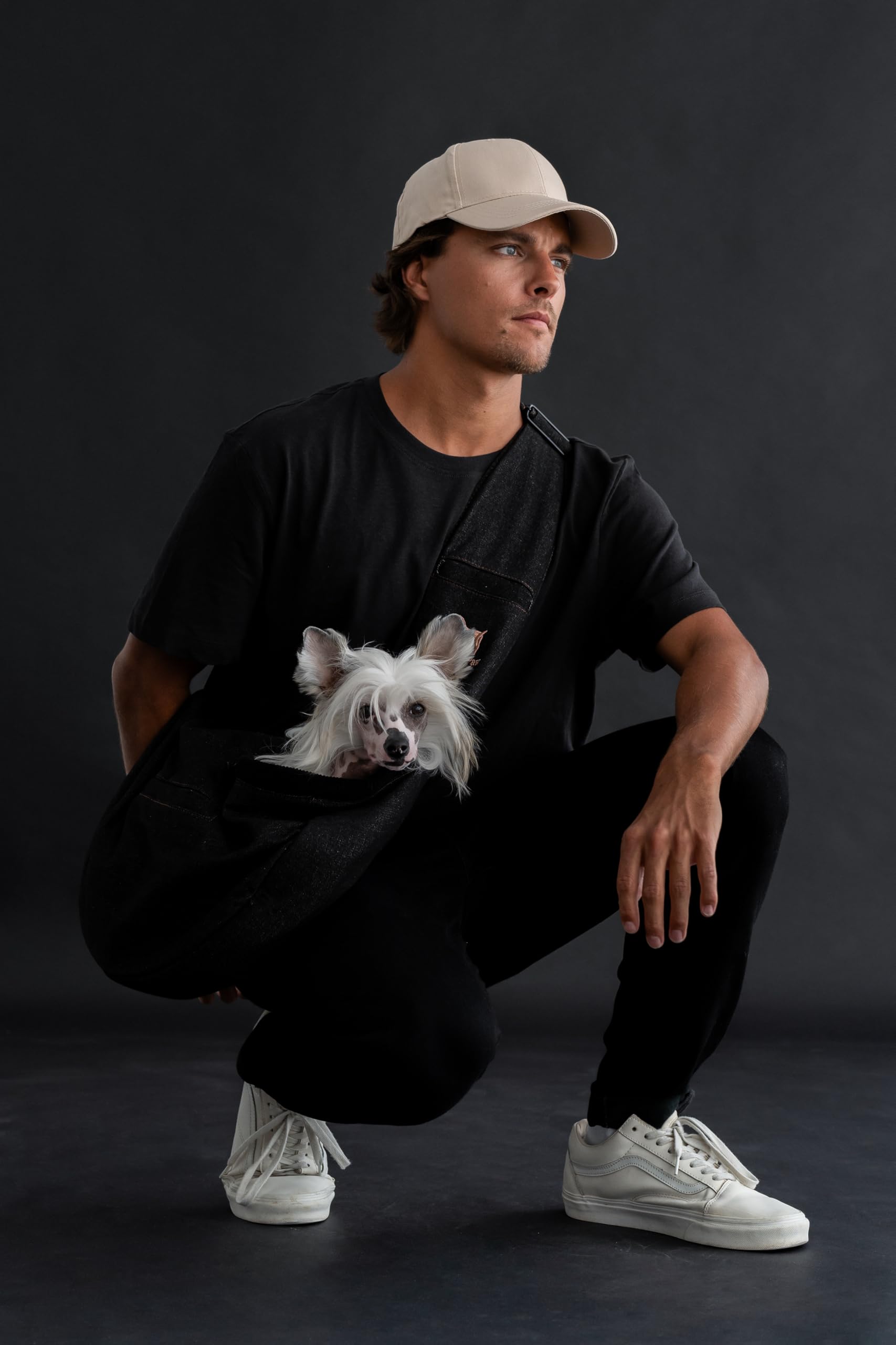 Noah & Paw Hundetragetasche für Kleine Hunde bis 10kg, Hundetasche mit Verstellbarem Schultergurt, und Weichem Fell, 3X Sicherheitsfunktion, Haustiere Tragetasche aus Premium Denim