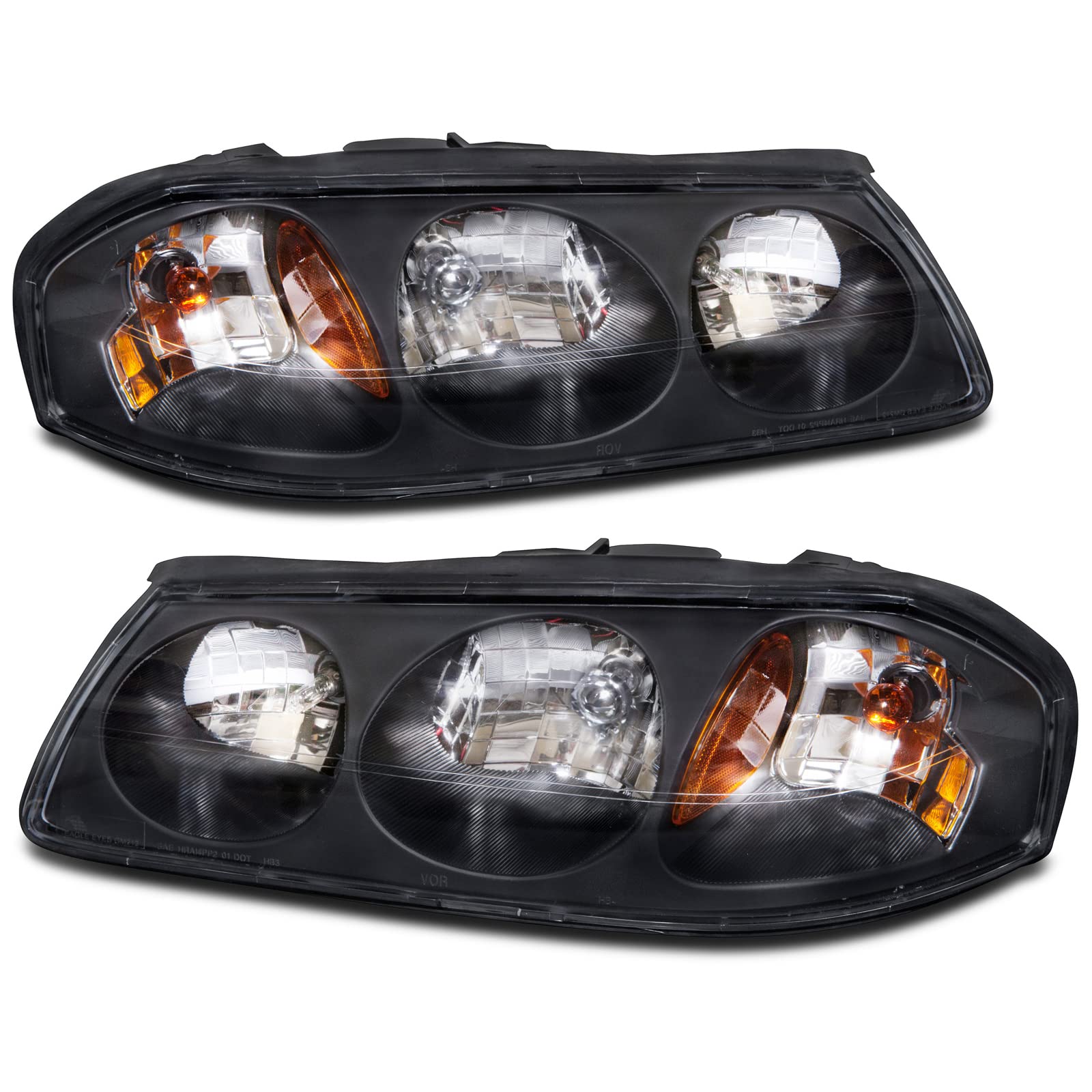 HEADLIGHTSDEPOT Halogen Headlight Set Compatible With Chevrolet Impala 2000-2004