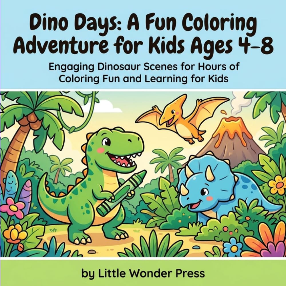 Dino Days: A Fun Coloring Adventure for Kids Ages 4–8