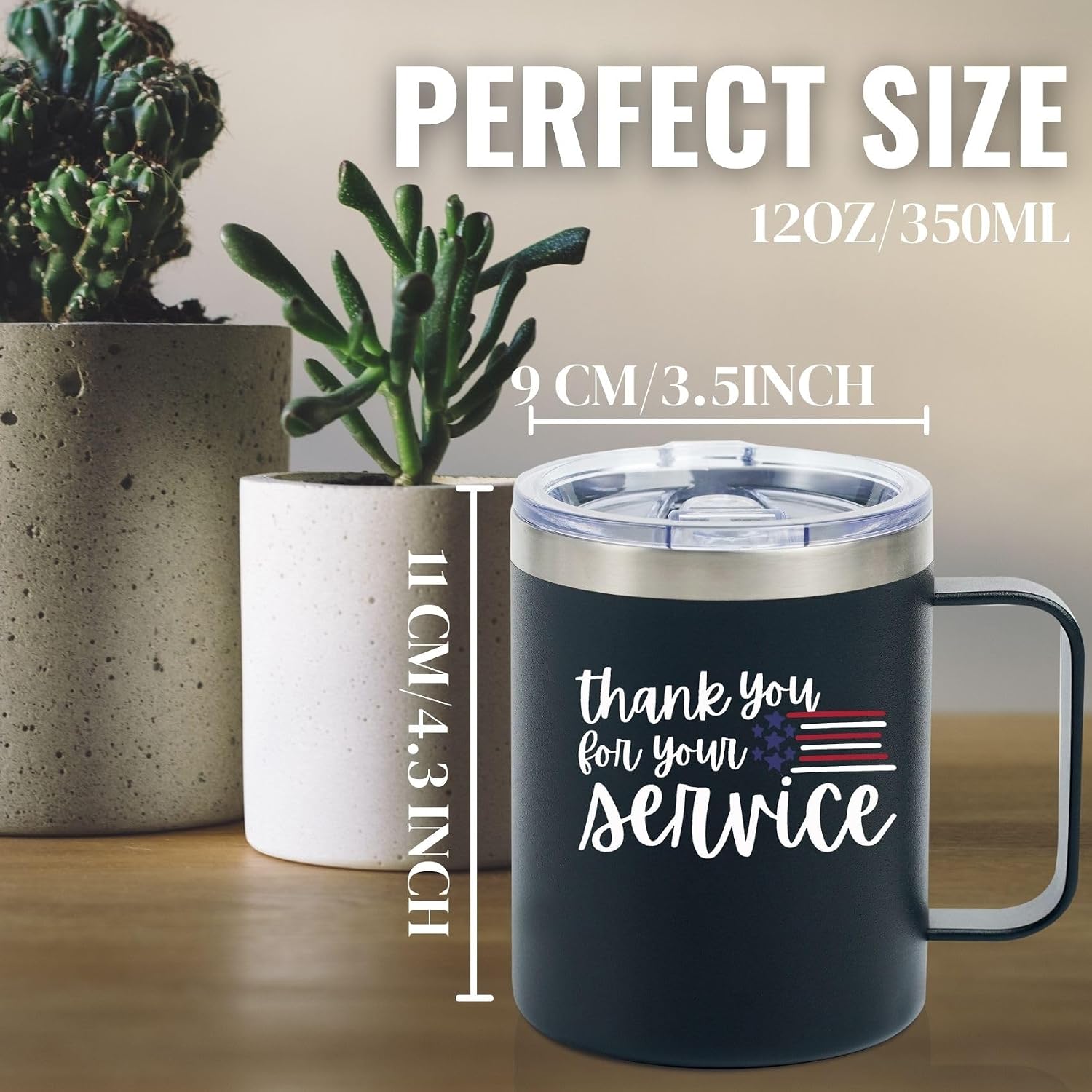 Onebttl Veterans Gifts for Men & Women, Military Army Soldiers Appreciation Gifts, Thank You for Your Service, 12oz Stainless Steel Tumbler, Black