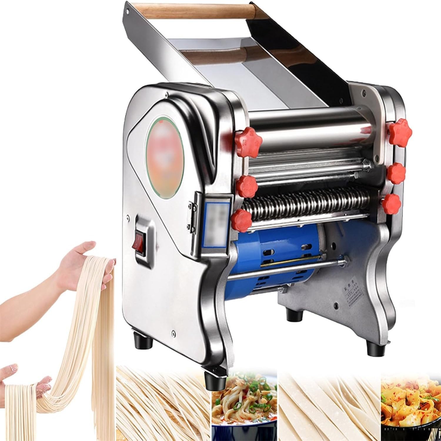 2-in-1 Electric Pasta Maker Machine,550w/750w Commercial Stainless Steel Noodle Press Machine, Kneading Noodle Machine Adjustable Thickness, Homemade Fresh Spaghetti in 10 Minutes FKM220