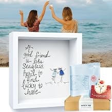 UQRUI Friendship Gift Sea Glass Art Frame - Good Friend is Lucky to Have, Like Seaglass, Friend Gifts For Women，Sea Glass Wall Art Decor，Handmade SeaGlass Art Frame， Christmas, Thanksgiving, Birthday Gift for Best Friends
