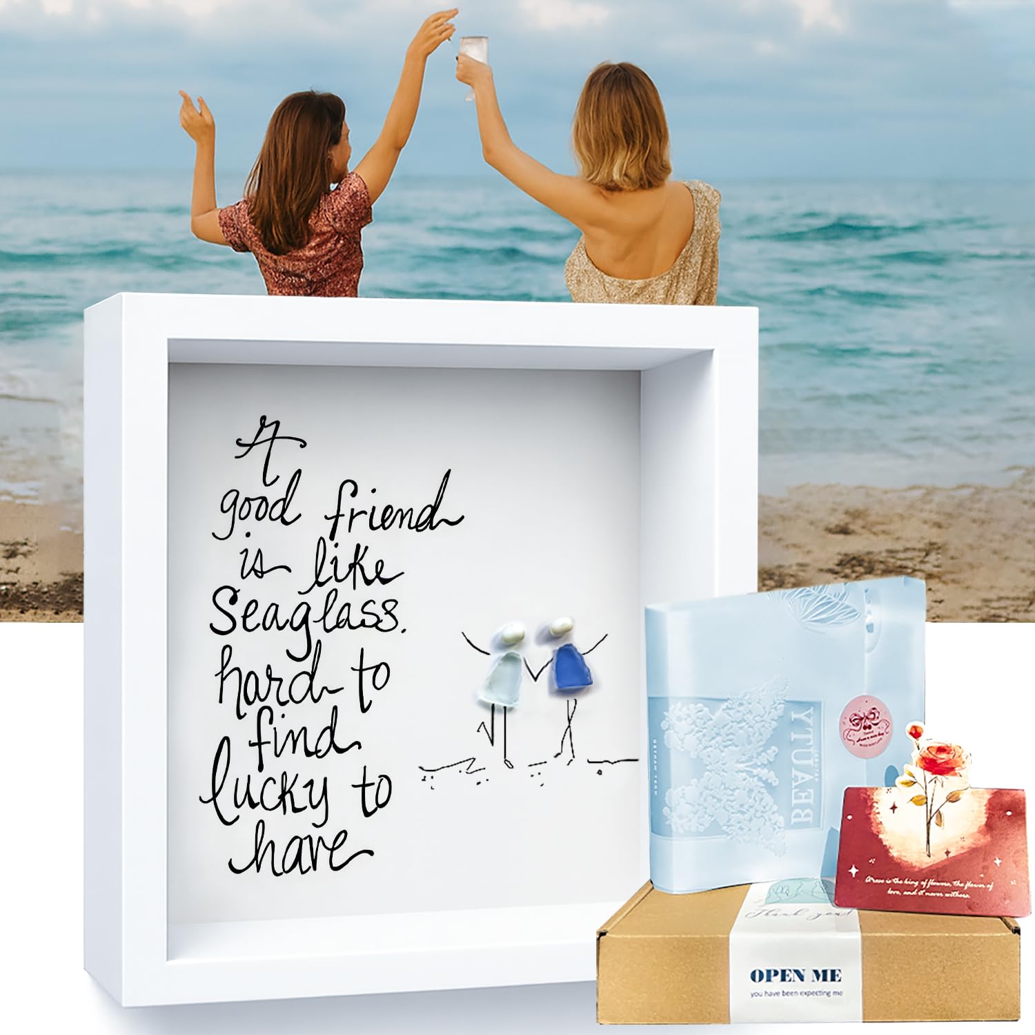 Amazon.com - UQRUI Friendship Gift Sea Glass Art Frame - Good