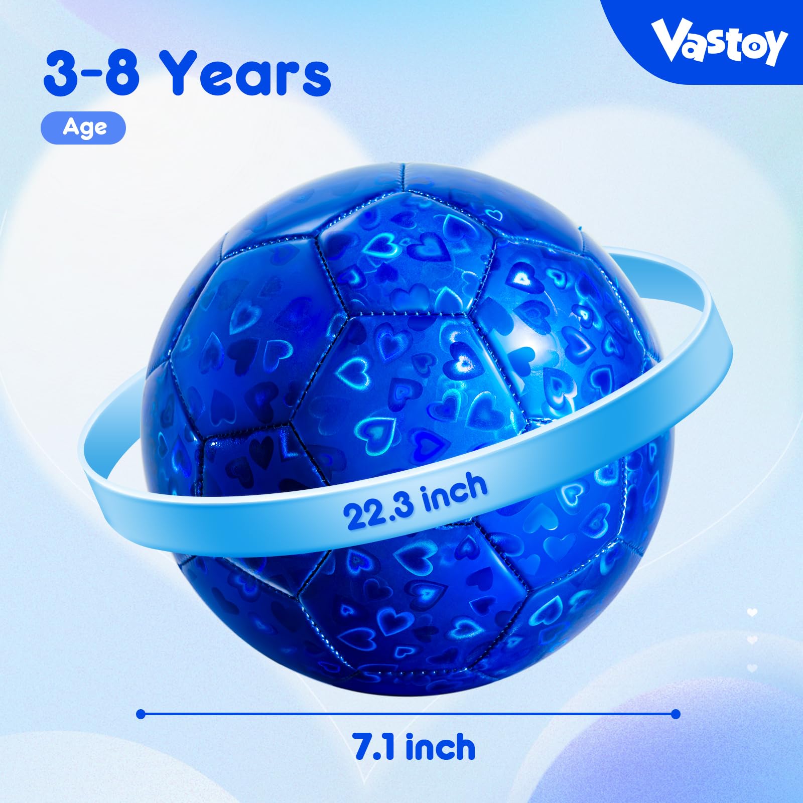 Vastoy Glittery Size 3 Kids Football for Age 3 4 5 6 7 8, 7 Inch Toddlers Football with Love Laser Pattern - Image 2